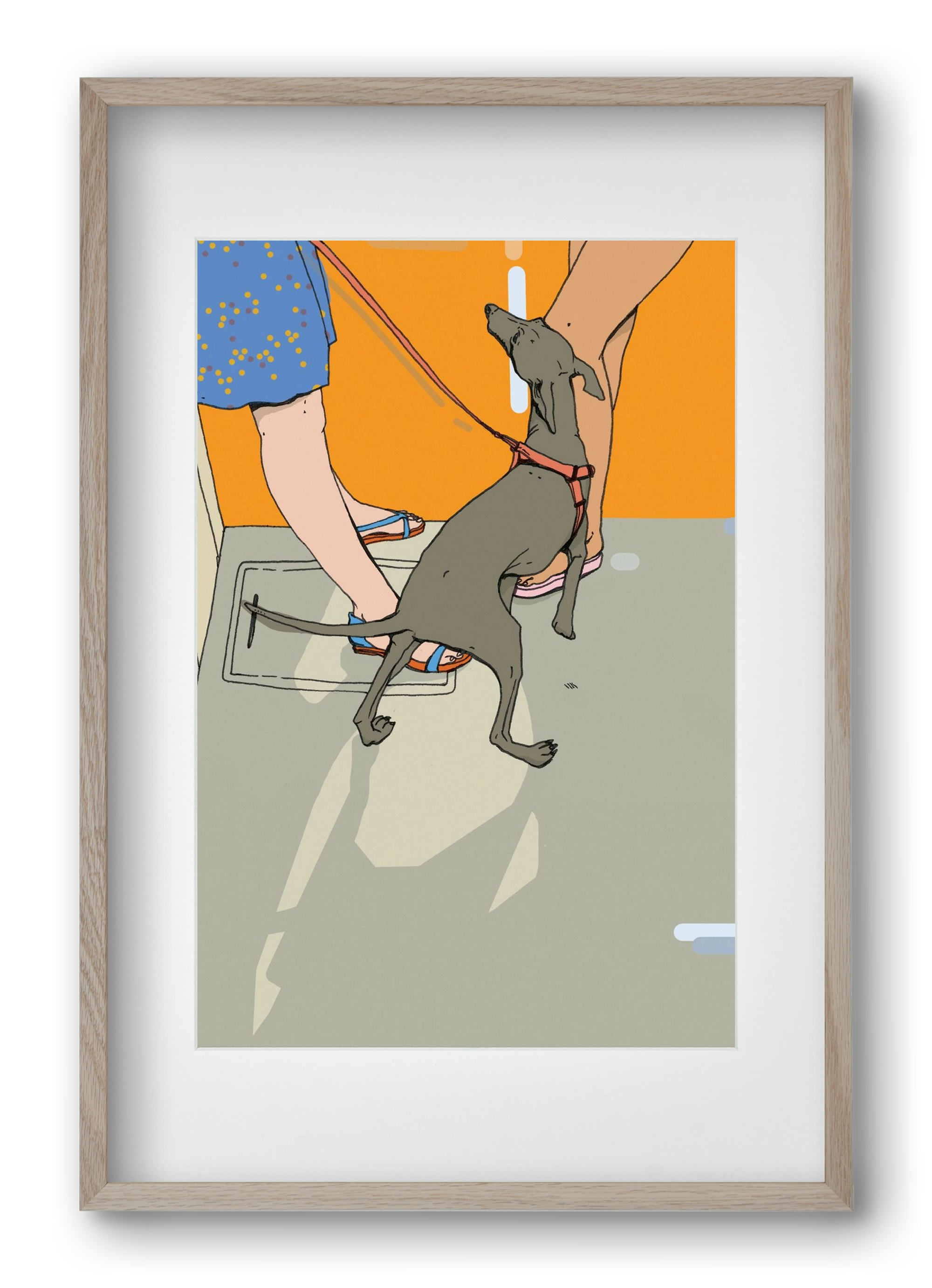 Kutya a villamoson, 40x60 cm (30x45 cm), Tölgy keret, paszpartuval