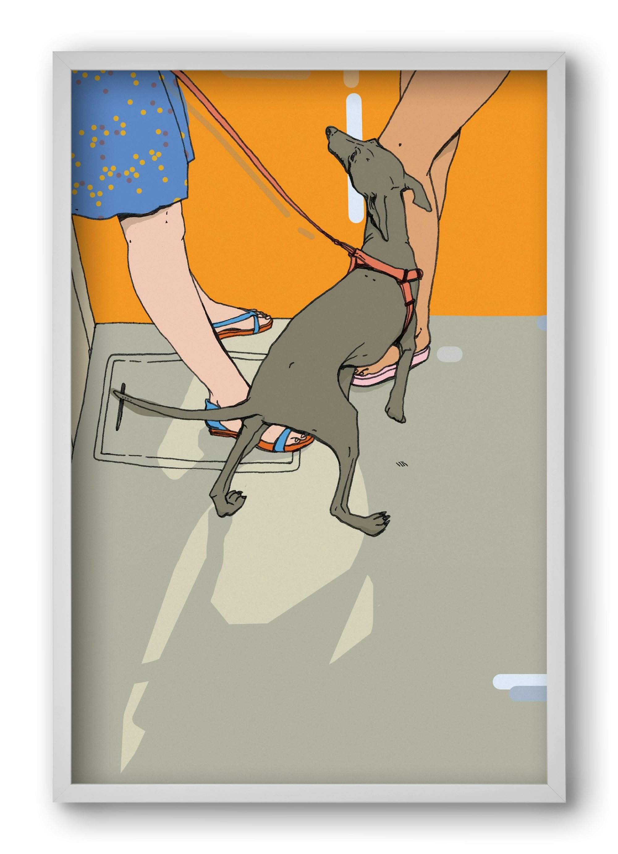 Kutya a villamoson, 40x60 cm (40x60 cm), Fehér keret