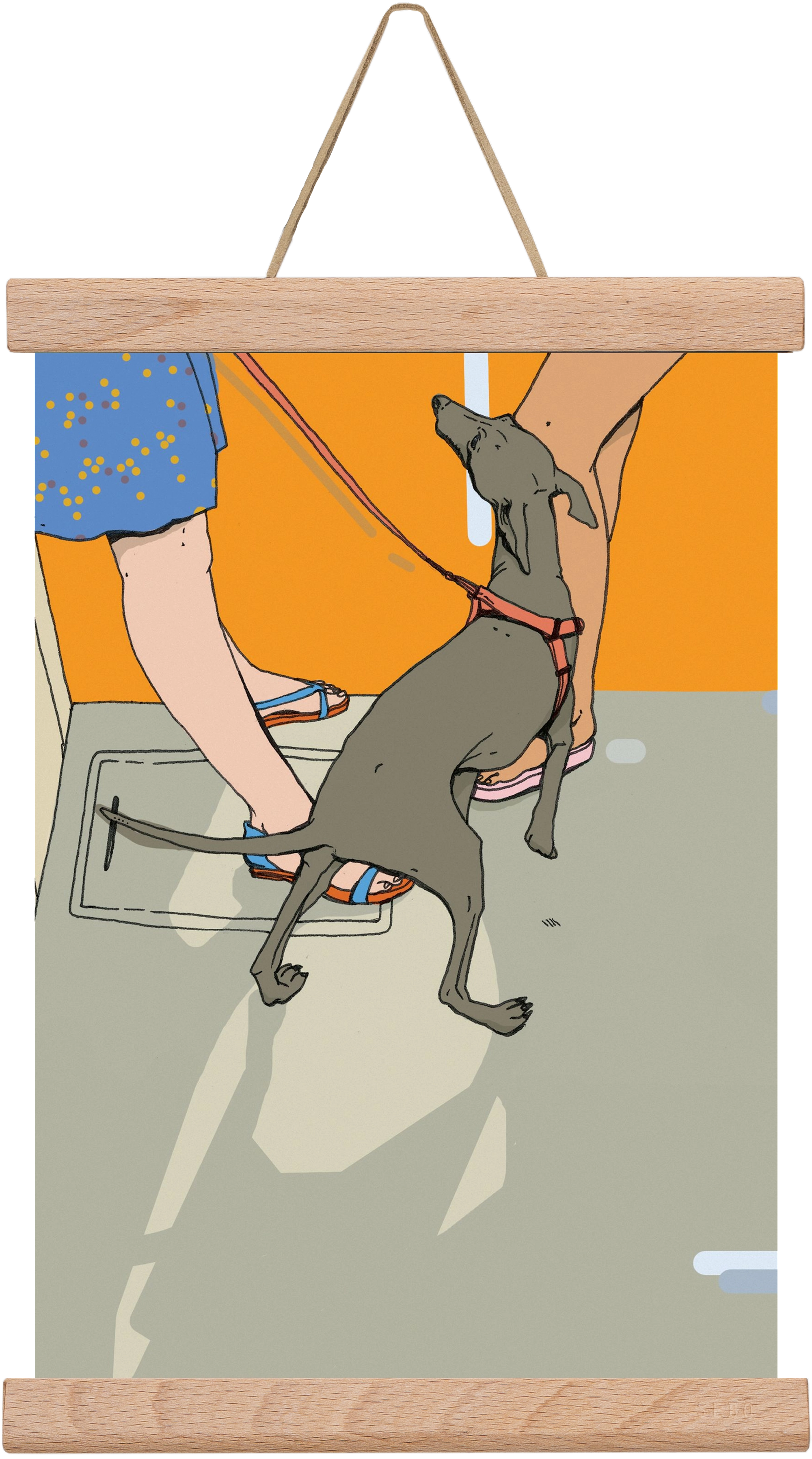 Kutya a villamoson, 20x30 cm (20x30 cm), Tölgy akasztó