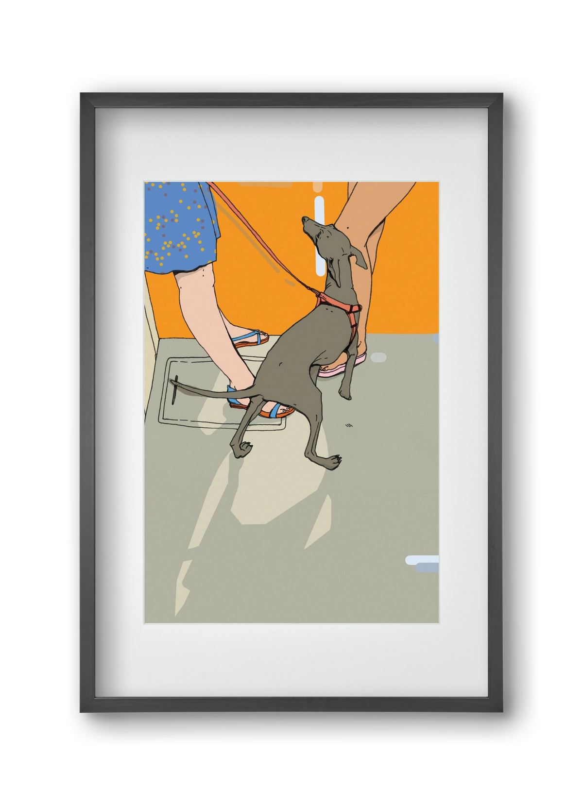 Kutya a villamoson, 30x45 cm (20x30 cm), Fekete keret, paszpartuval