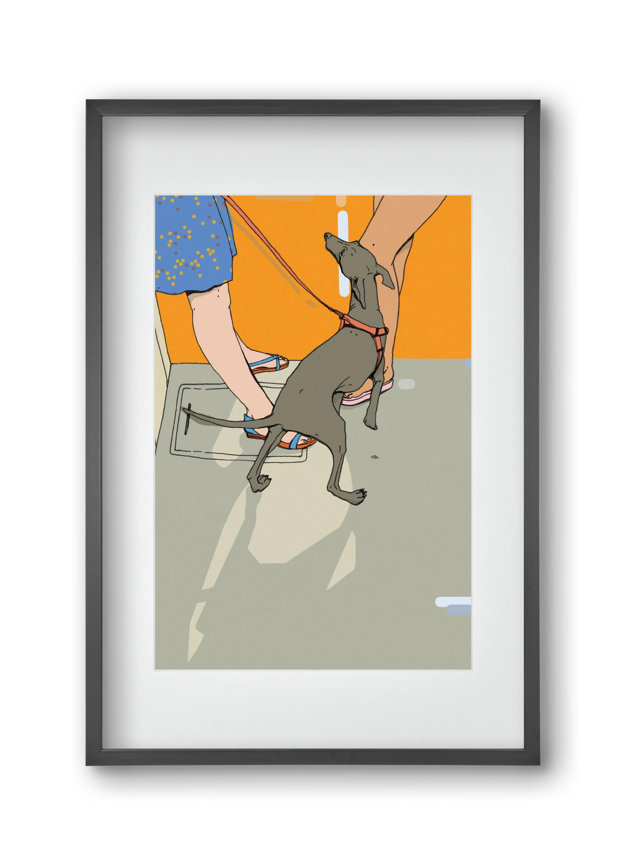 Kutya a villamoson, 30x45 cm (20x30 cm), Fekete keret, paszpartuval