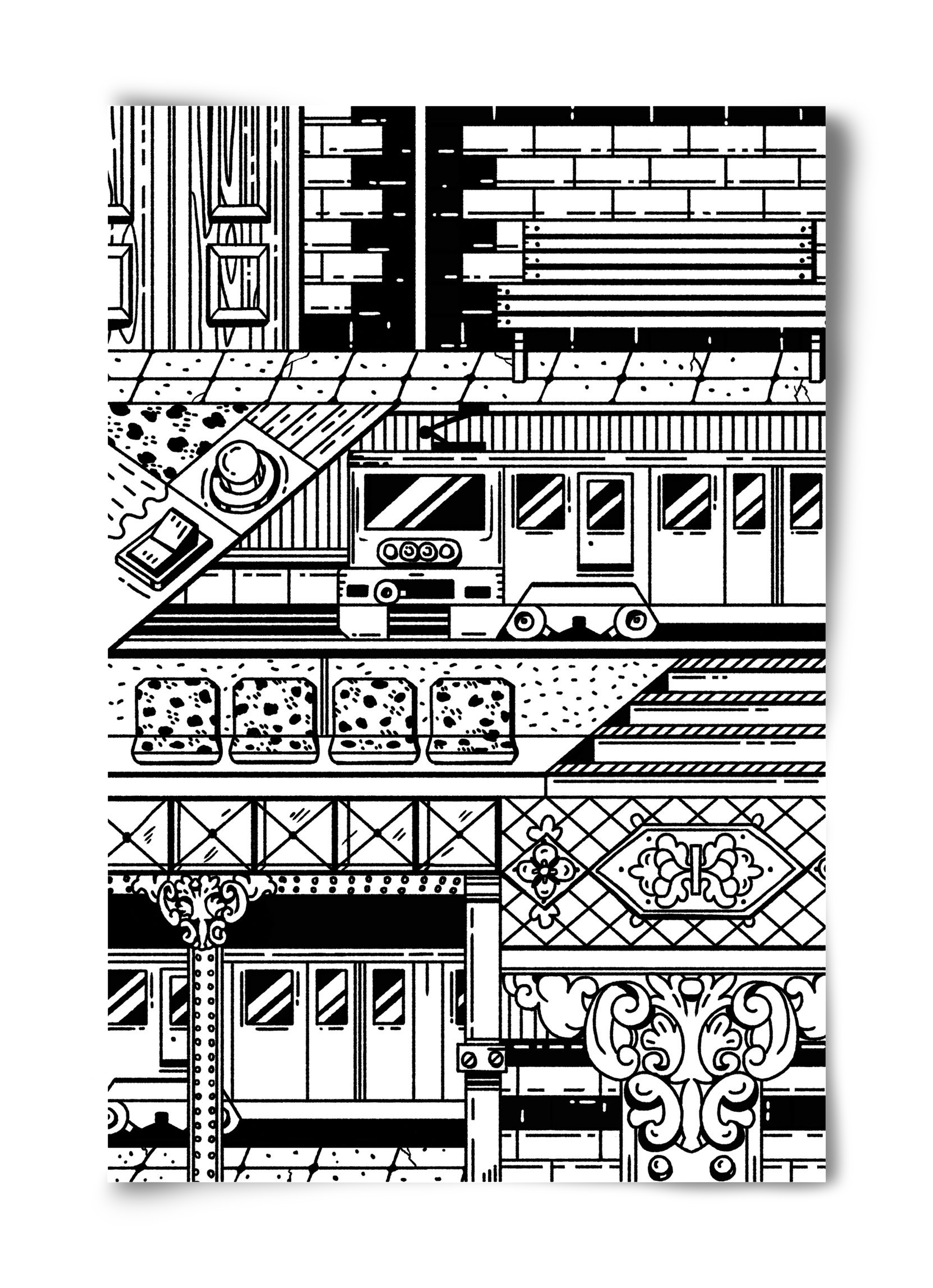 Kisföldalatti fekete fehér, 40x60 cm, Keret nélkül