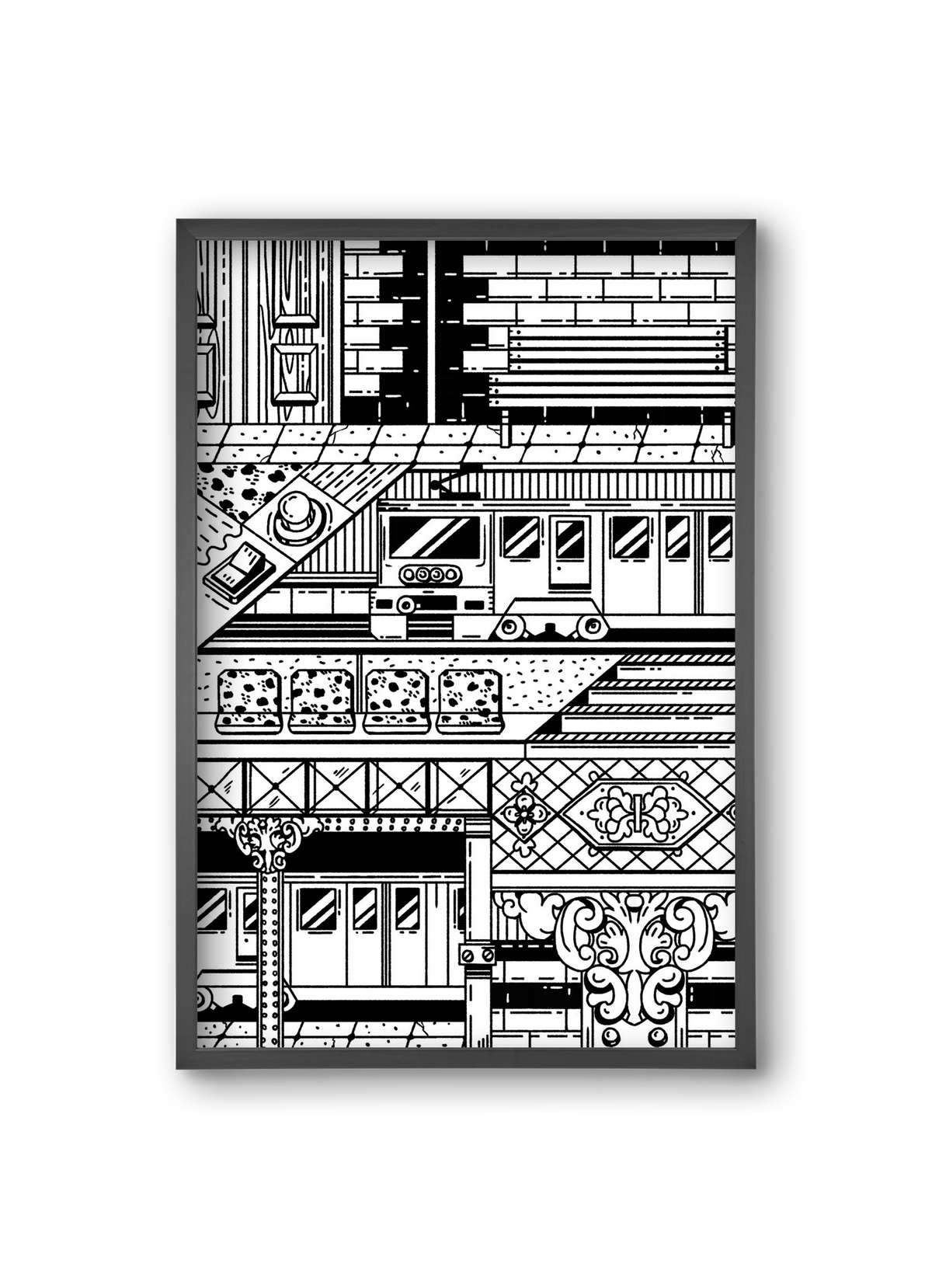 Kisföldalatti fekete fehér, 20x30 cm (20x30 cm), Fekete keret