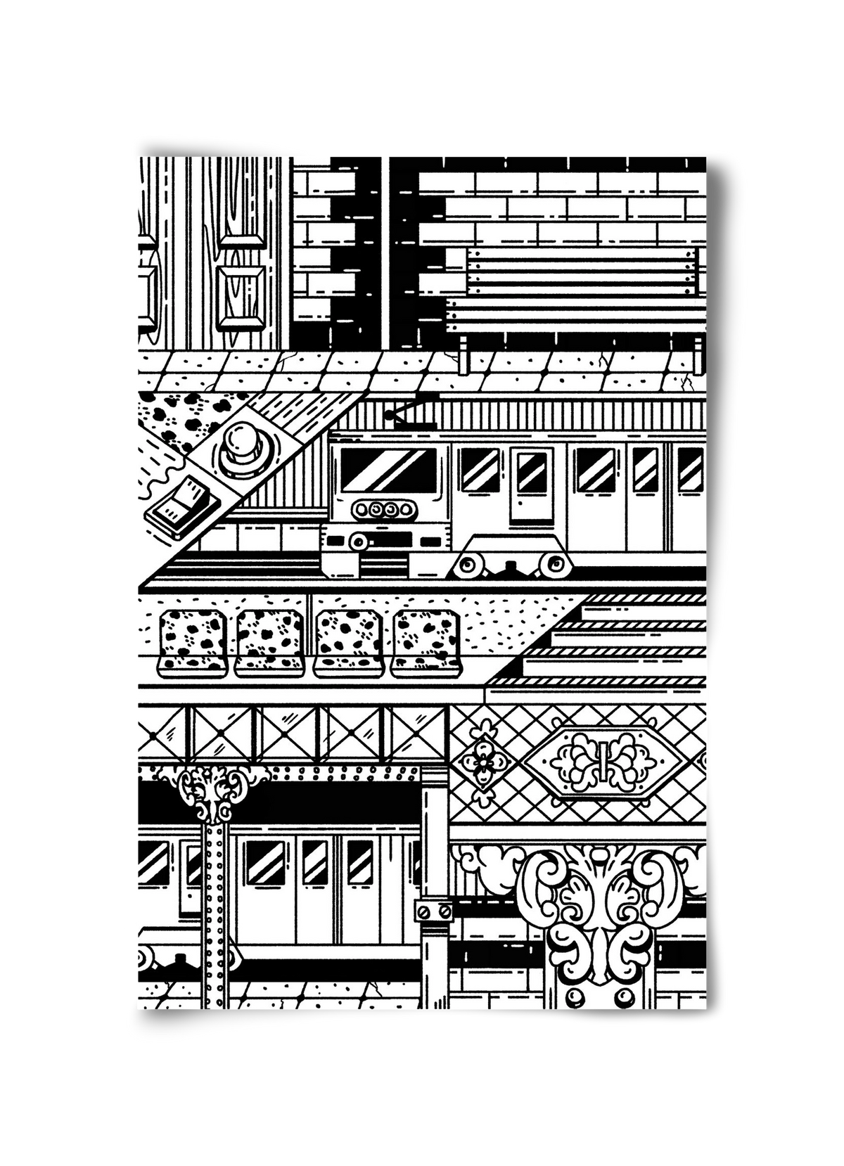 Kisföldalatti fekete fehér, 30x45 cm, Keret nélkül