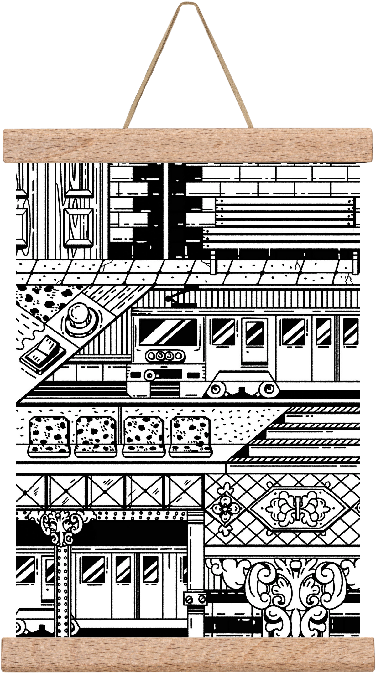 Kisföldalatti fekete fehér, 20x30 cm (20x30 cm), Tölgy akasztó