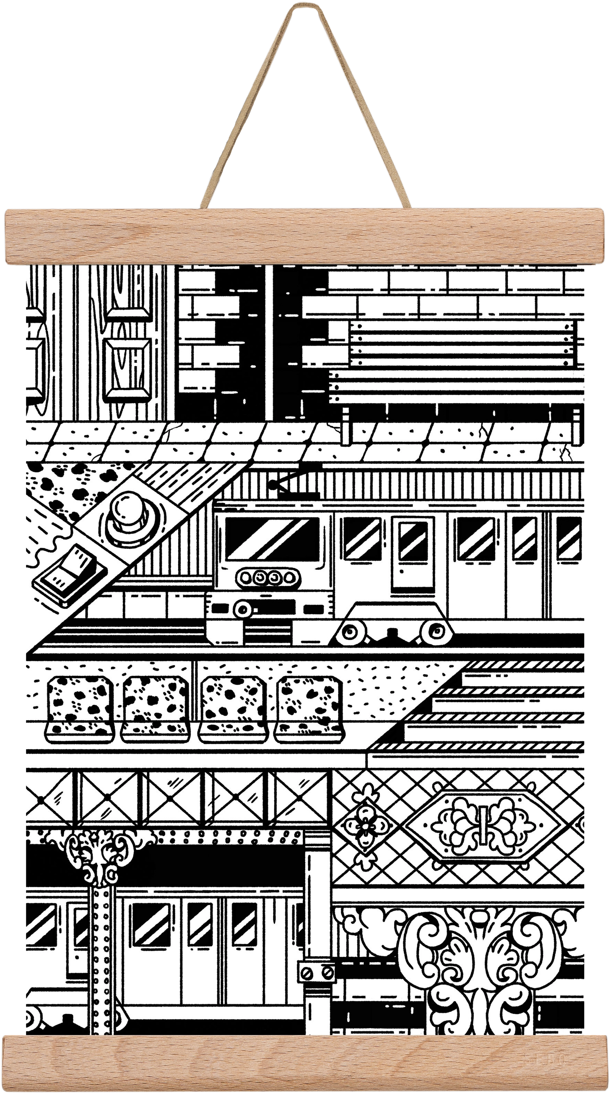 Kisföldalatti fekete fehér, 20x30 cm (20x30 cm), Tölgy akasztó