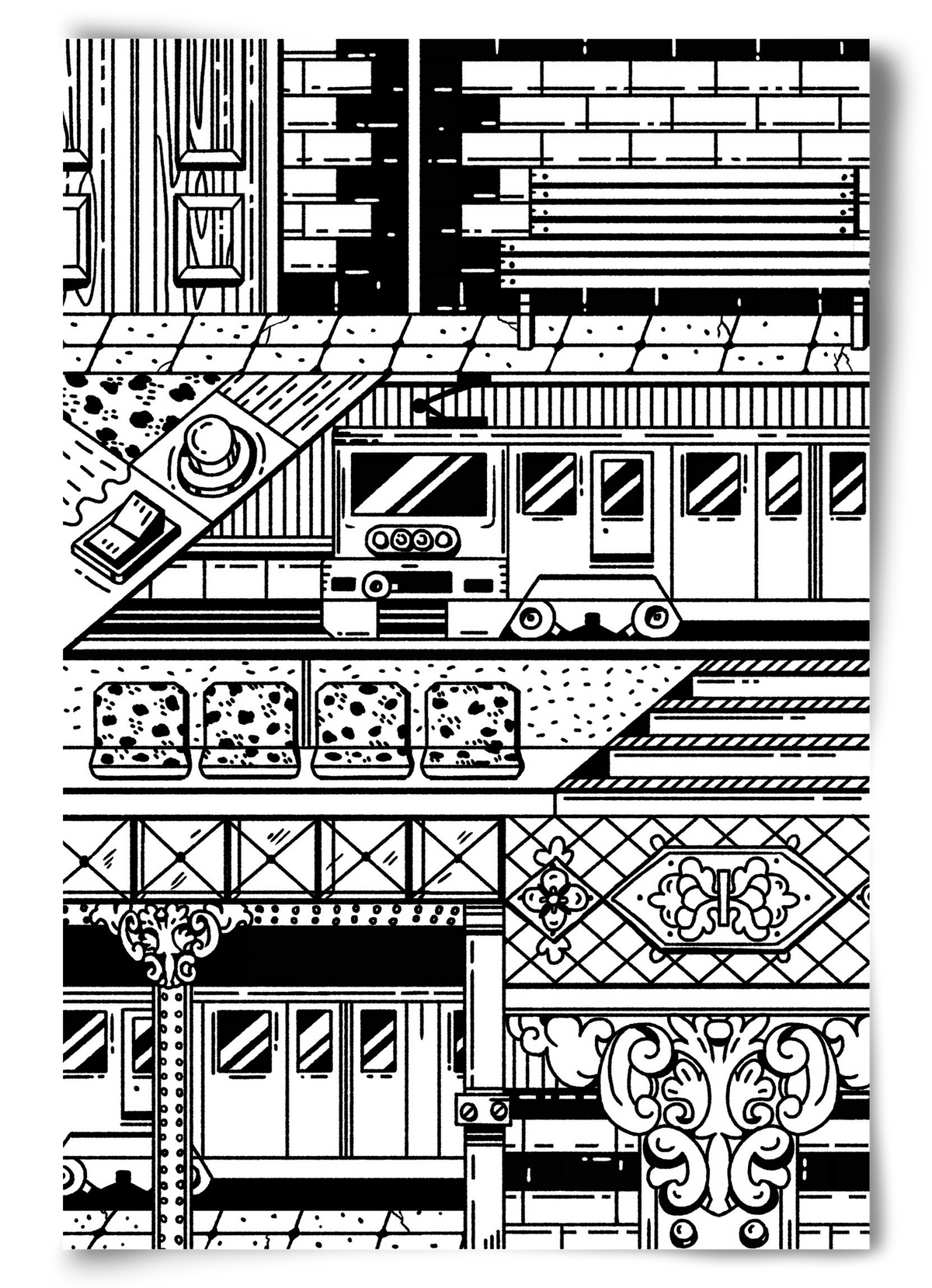 Kisföldalatti fekete fehér, 60x90 cm, Keret nélkül
