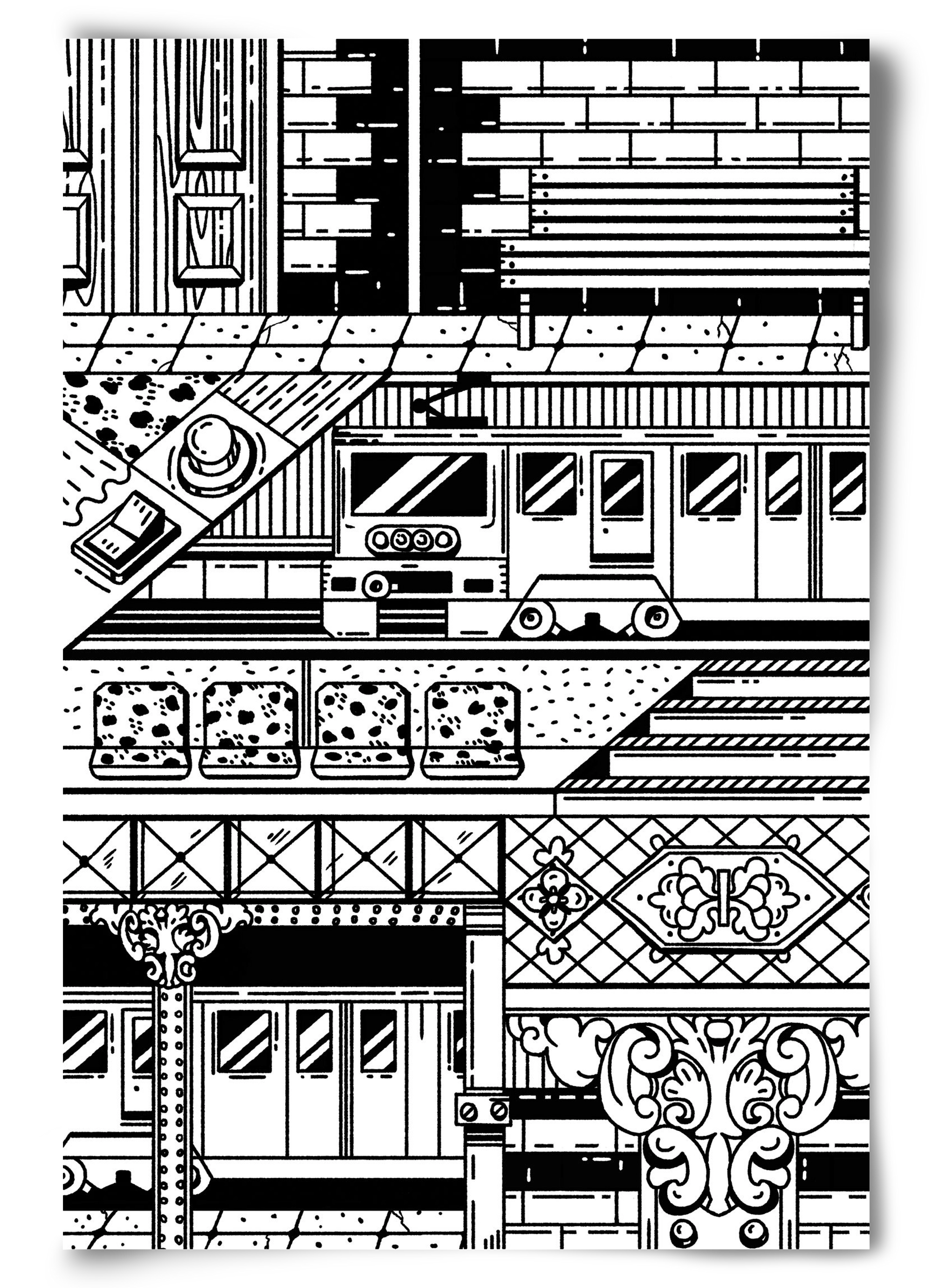 Kisföldalatti fekete fehér, 60x90 cm, Keret nélkül