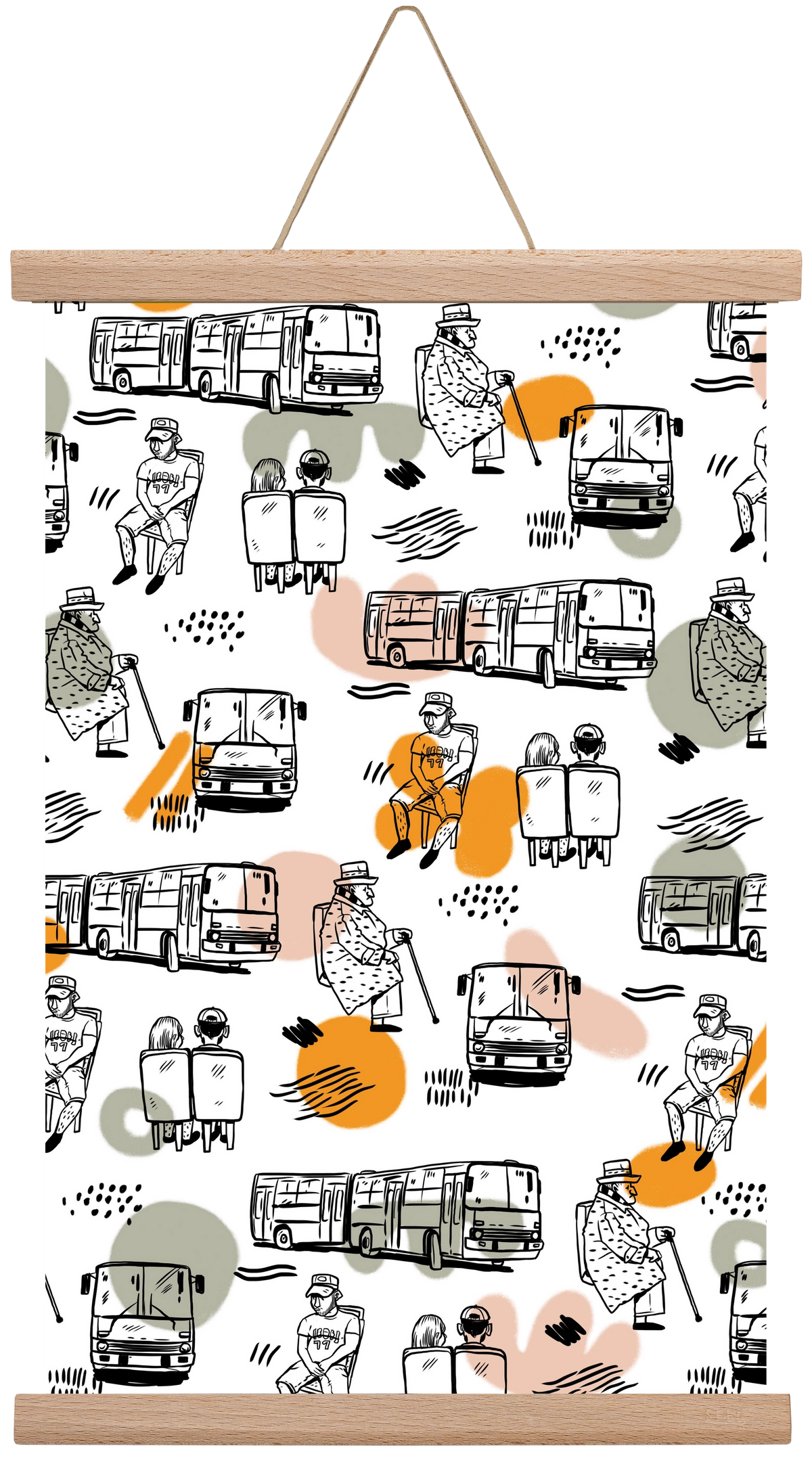 Busz pattern, 30x45 cm (30x45 cm), Tölgy akasztó