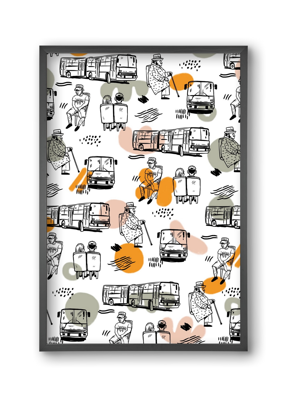 Busz pattern, 30x45 cm (30x45 cm), Fekete keret