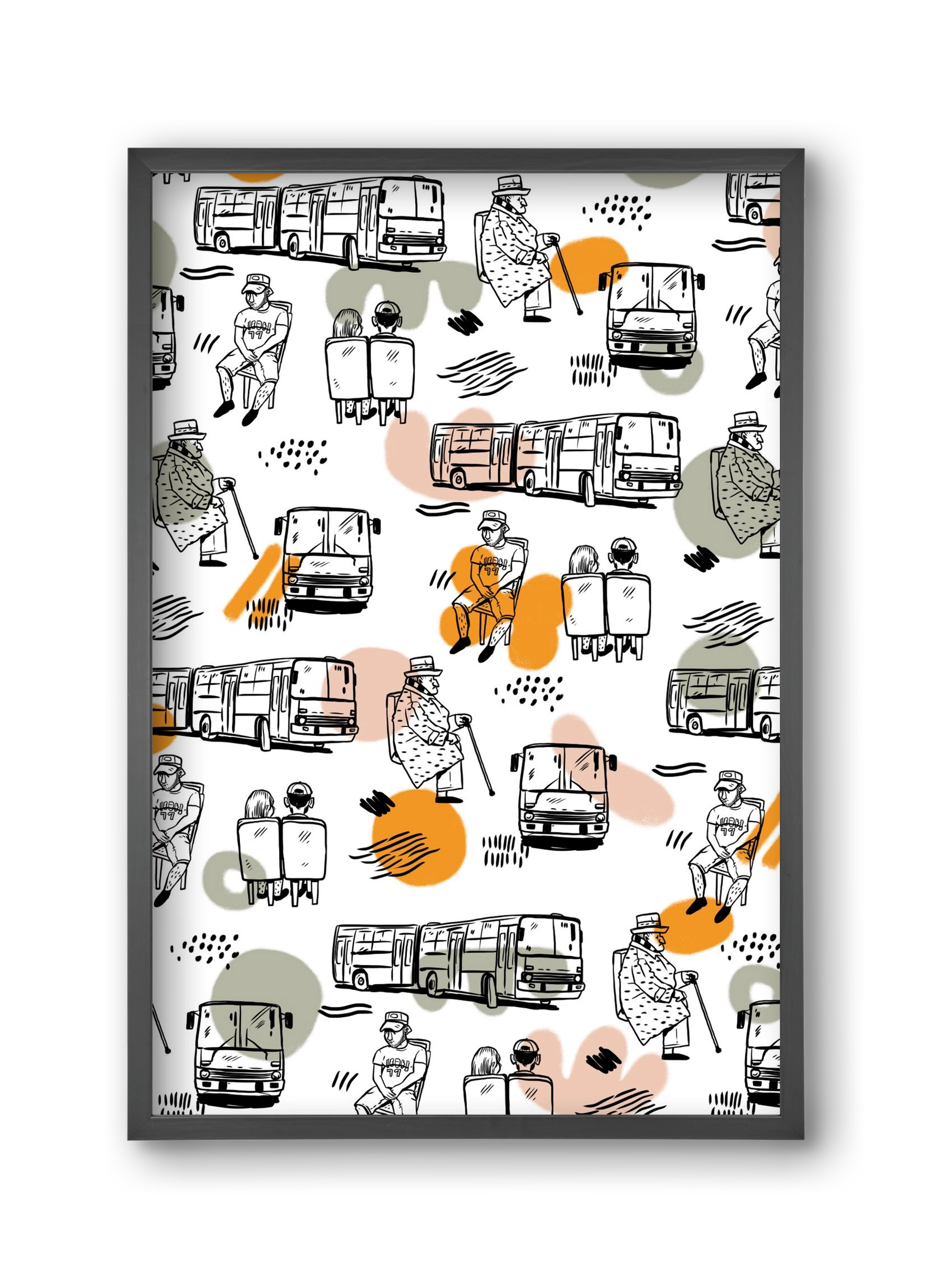 Busz pattern, 30x45 cm (30x45 cm), Fekete keret
