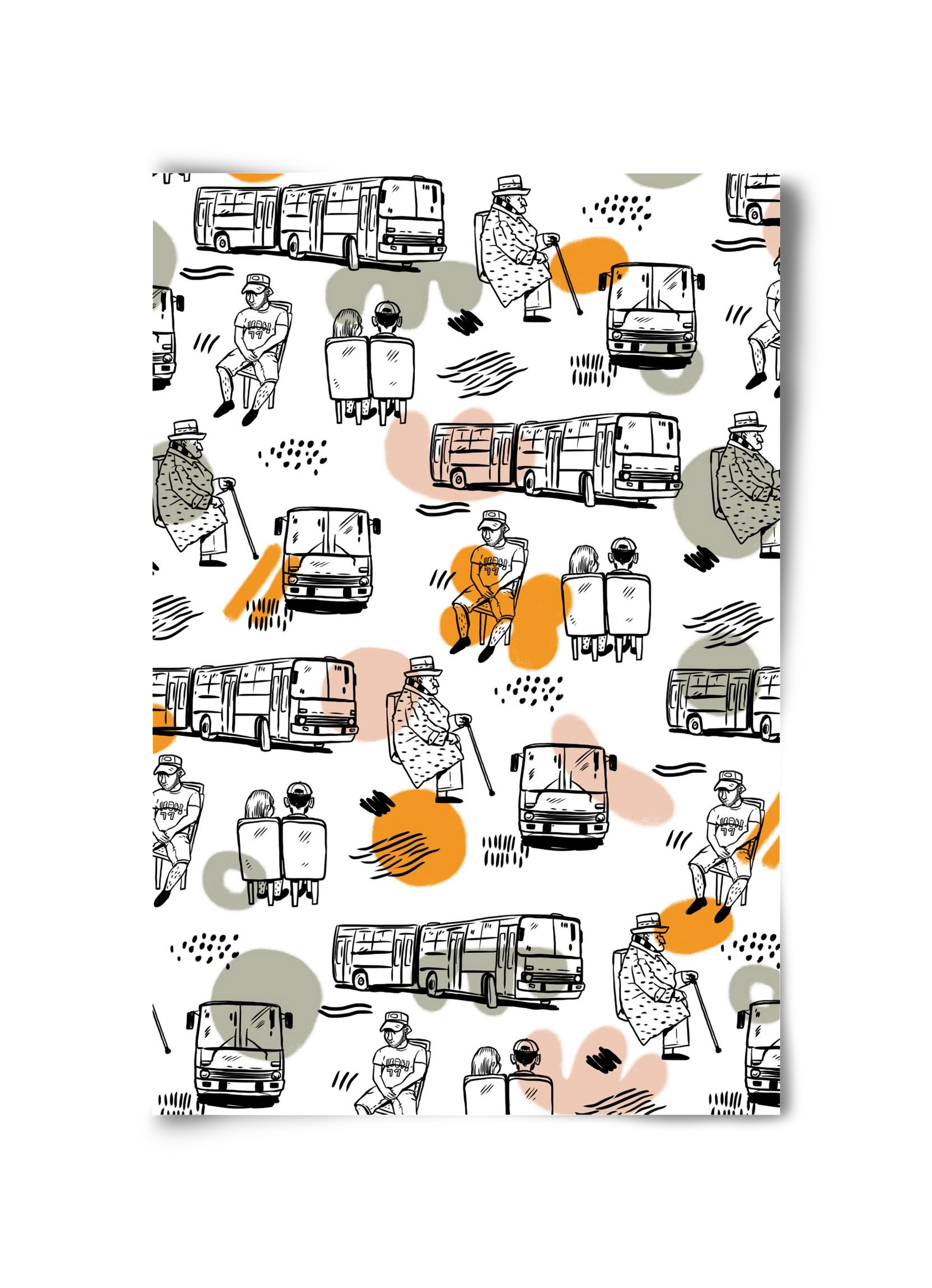 Busz pattern, 30x45 cm, Keret nélkül