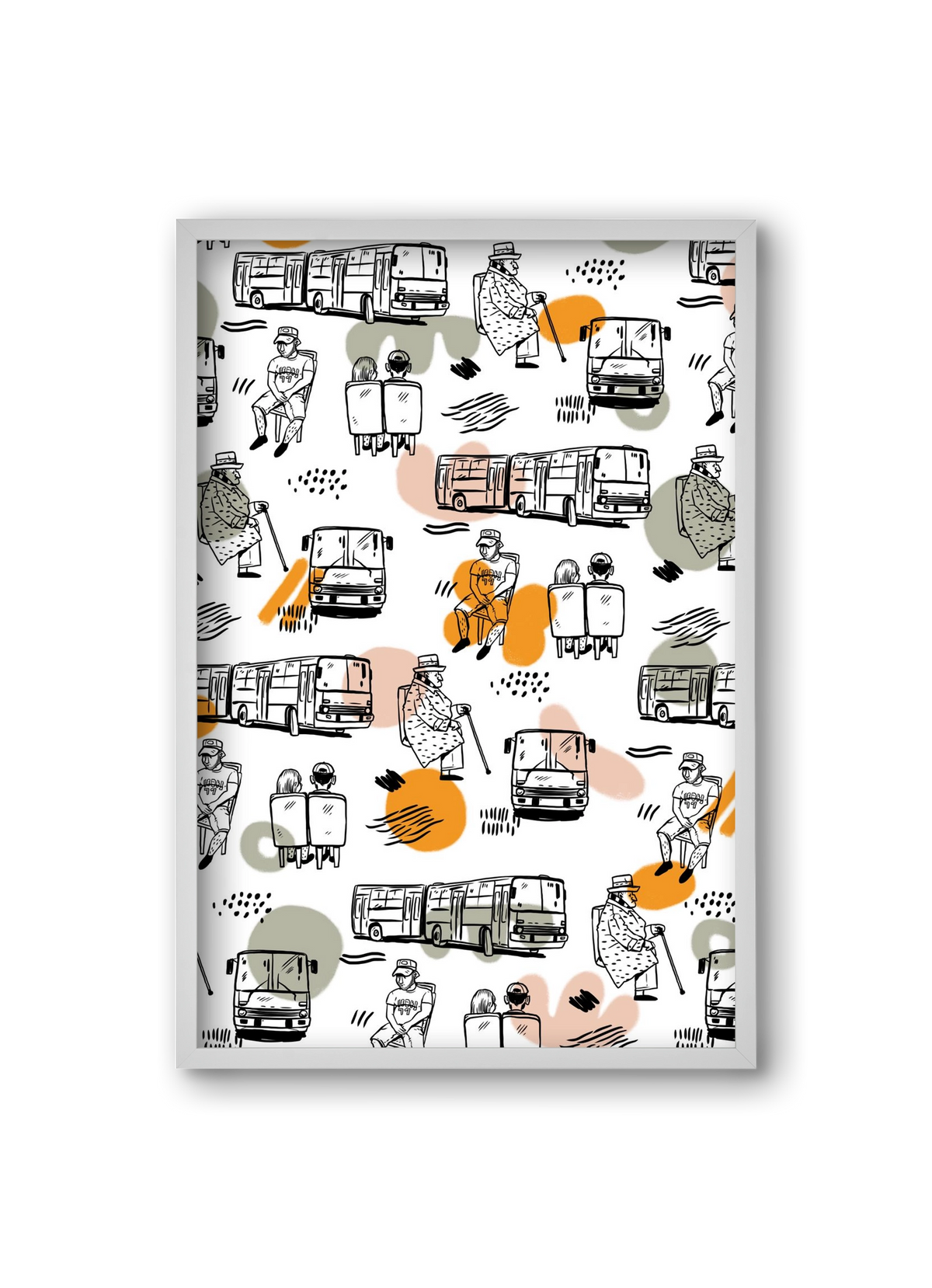 Busz pattern, 20x30 cm (20x30 cm), Fehér keret