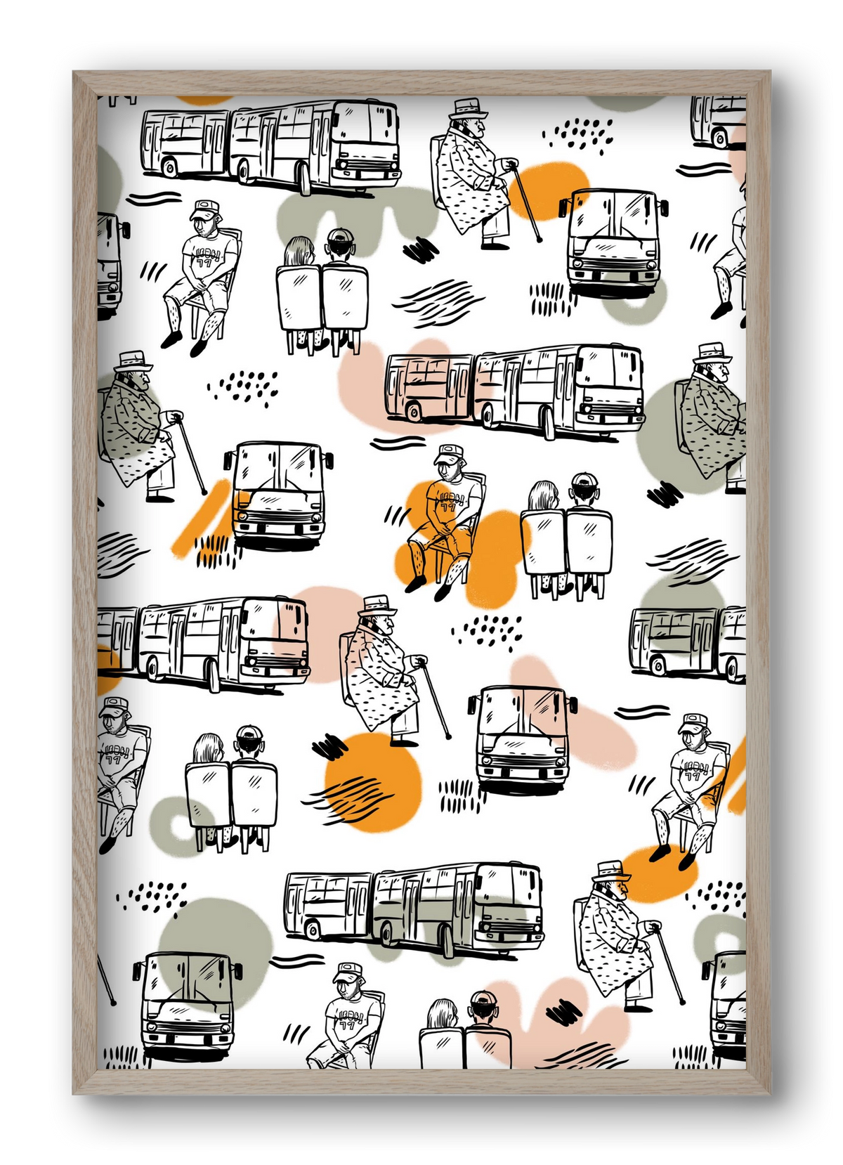 Busz pattern, 40x60 cm (40x60 cm), Tölgy keret