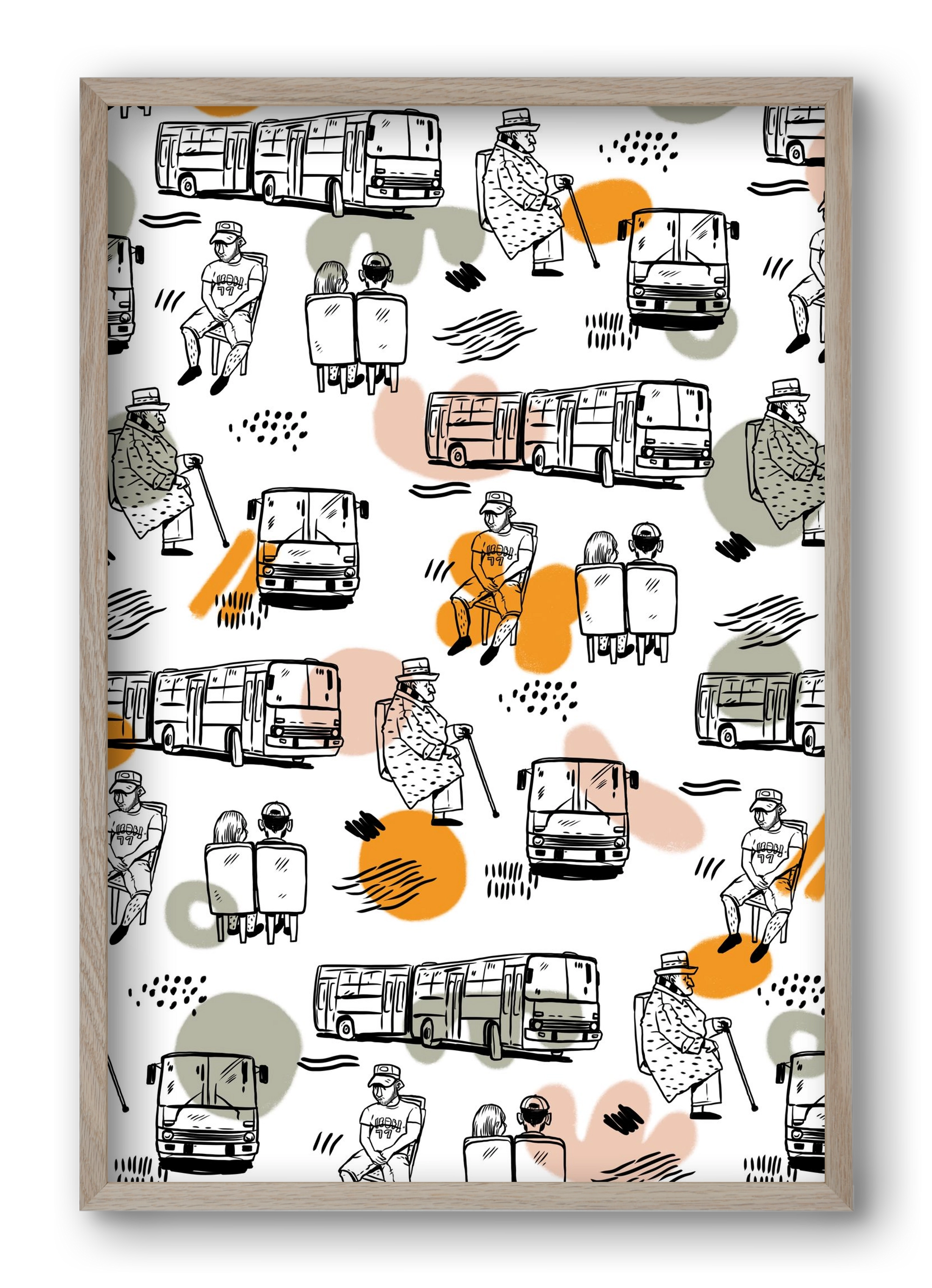 Busz pattern, 40x60 cm (40x60 cm), Tölgy keret