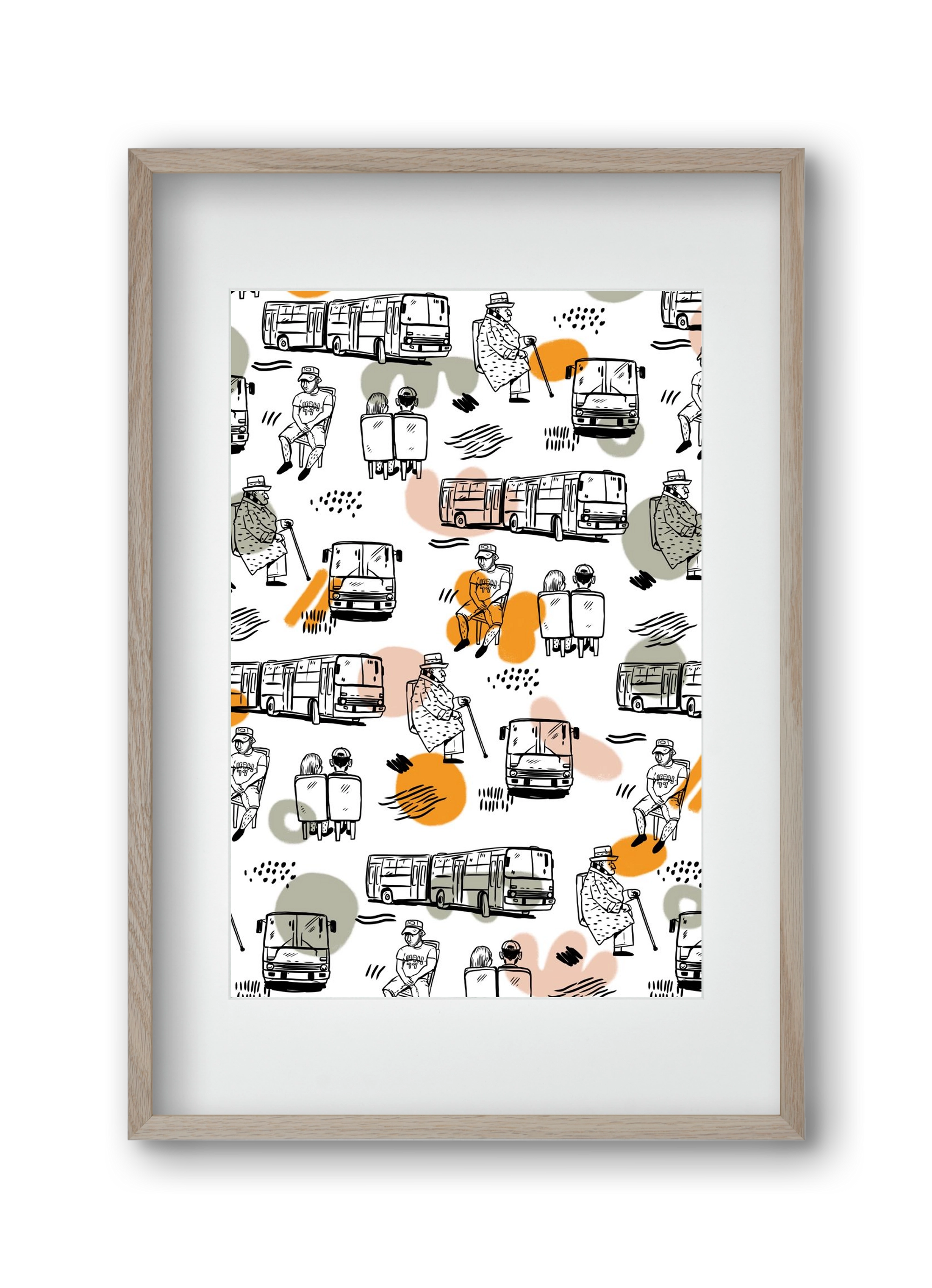 Busz pattern, 30x45 cm (20x30 cm), Tölgy keret, paszpartuval