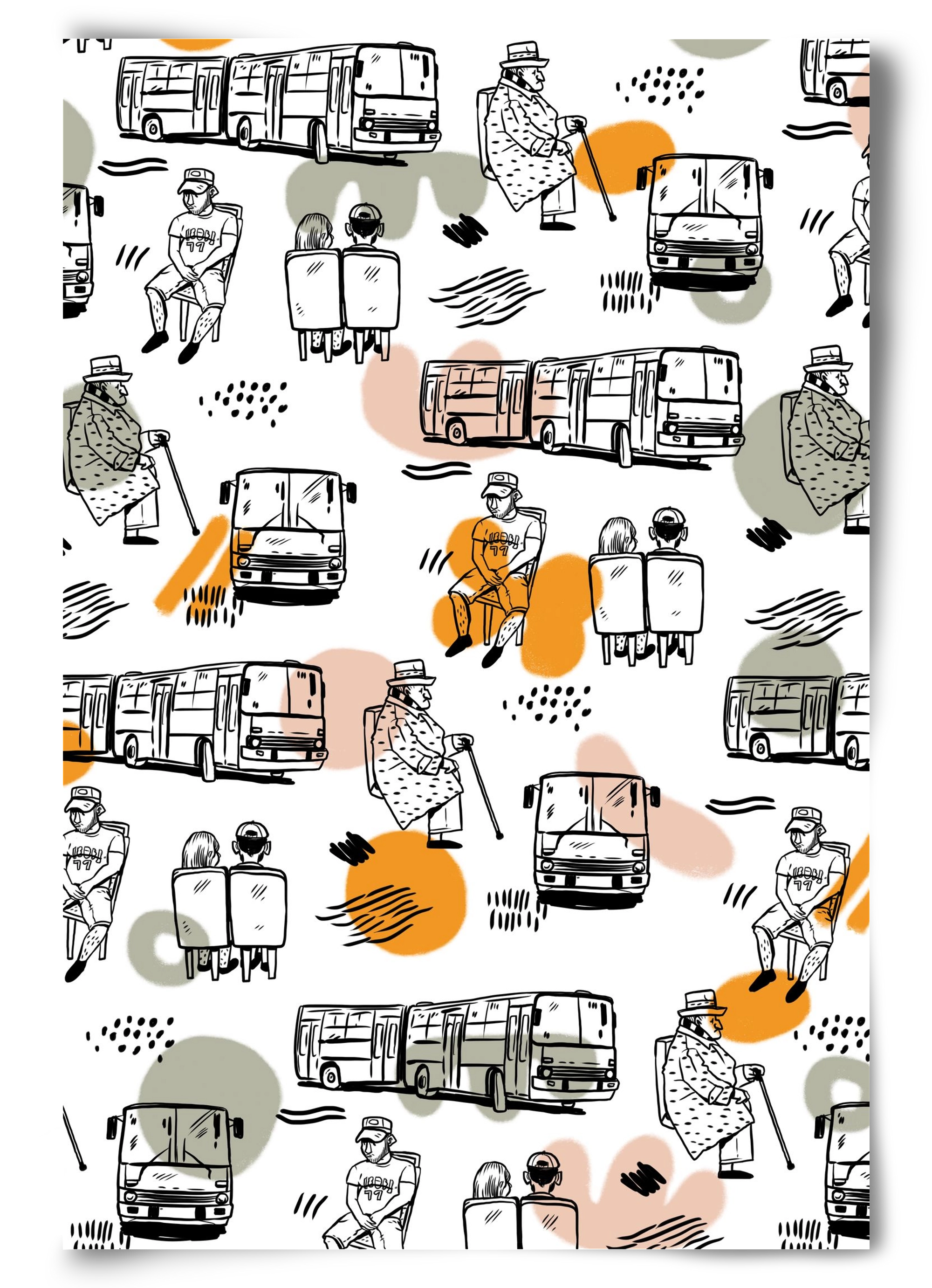 Busz pattern, 60x90 cm, Keret nélkül