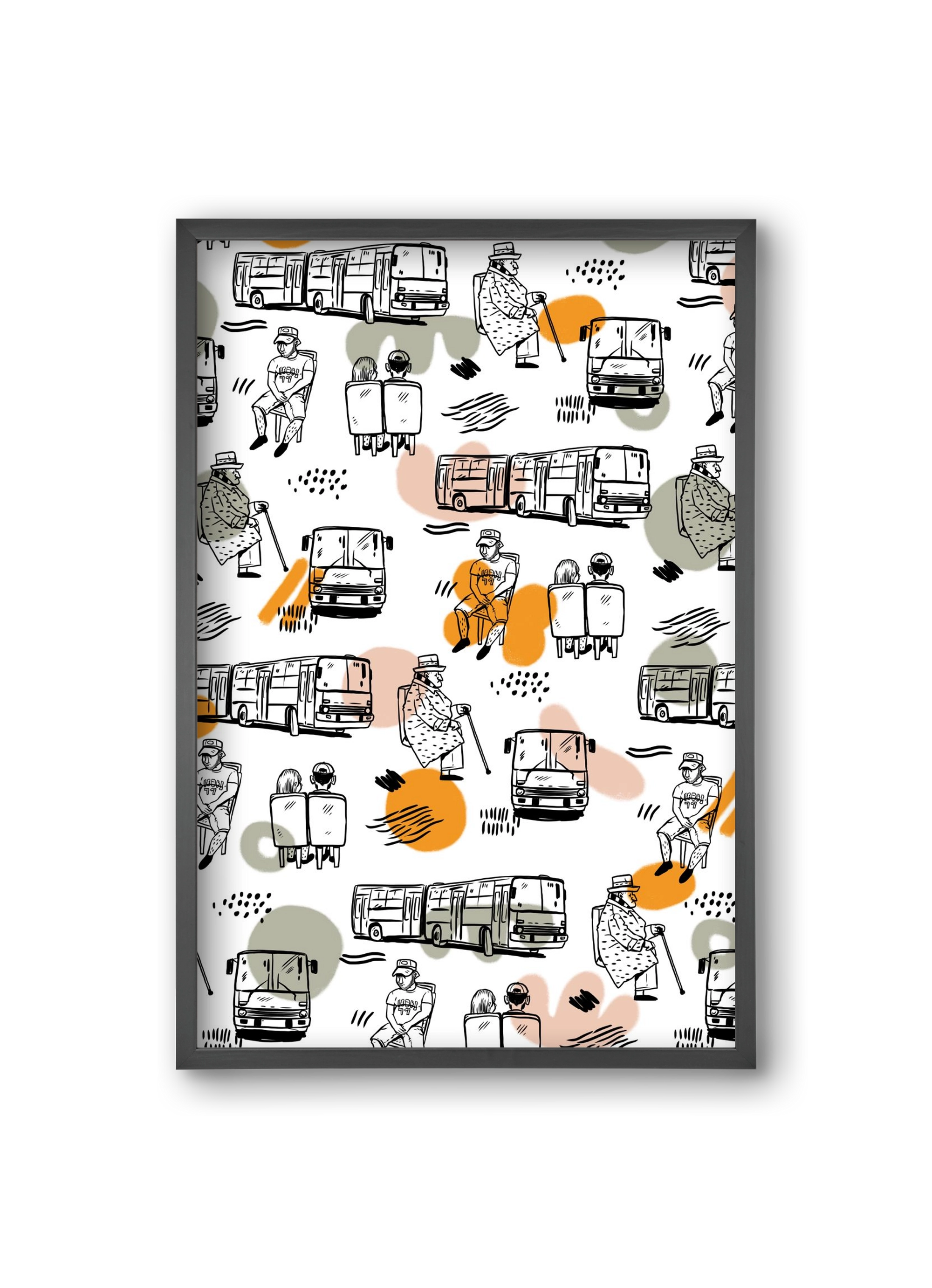 Busz pattern, 20x30 cm (20x30 cm), Fekete keret