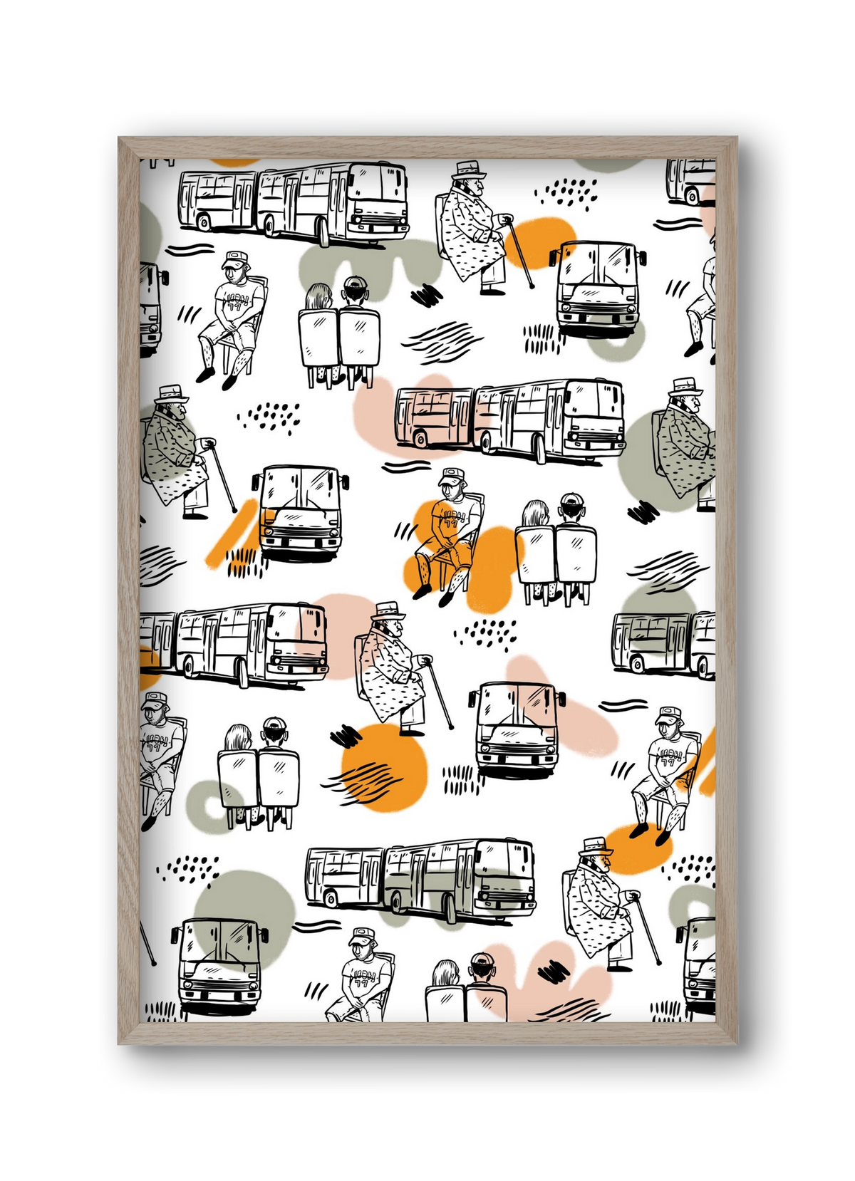 Busz pattern, 30x45 cm (30x45 cm), Tölgy keret