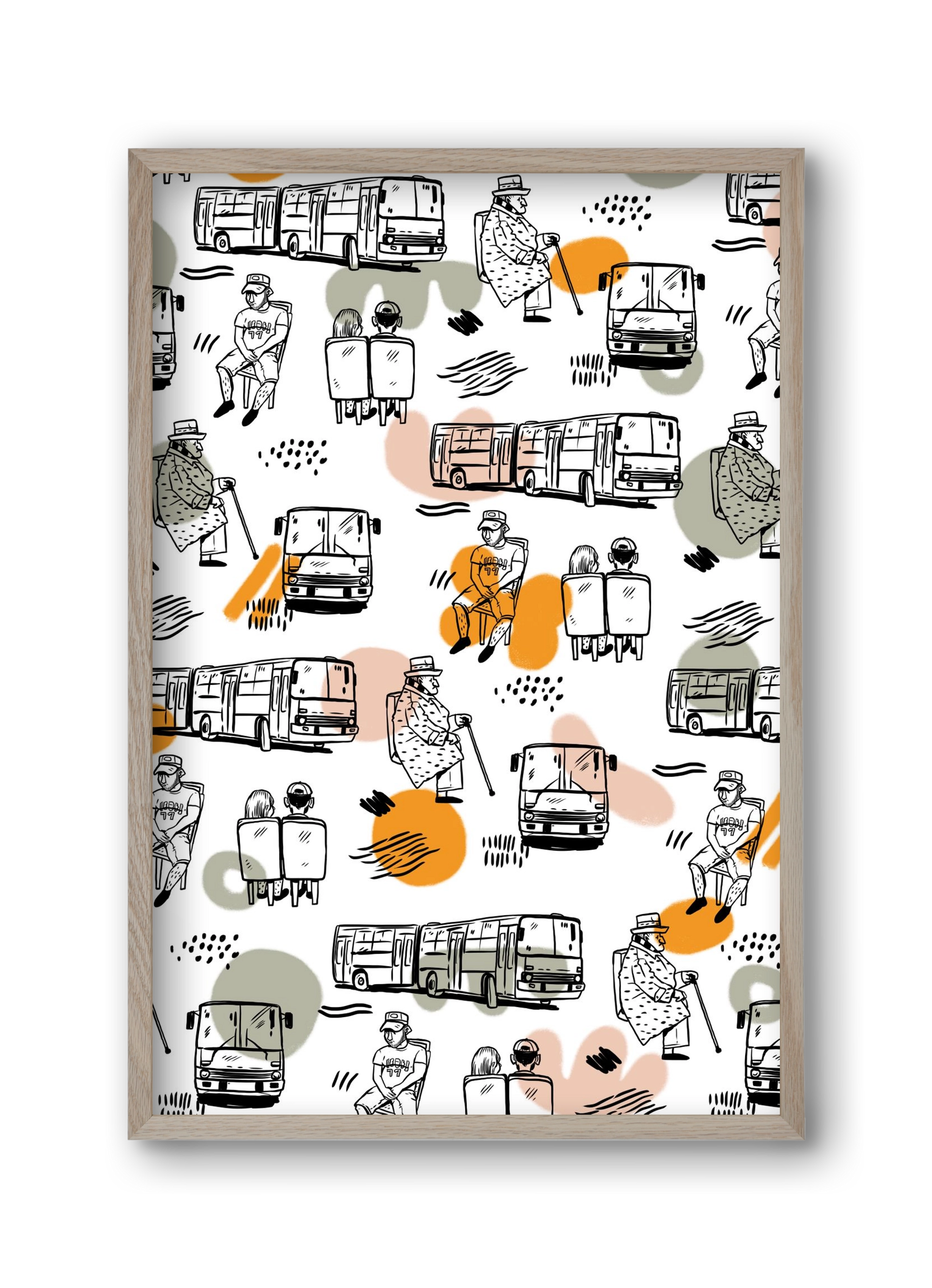 Busz pattern, 30x45 cm (30x45 cm), Tölgy keret