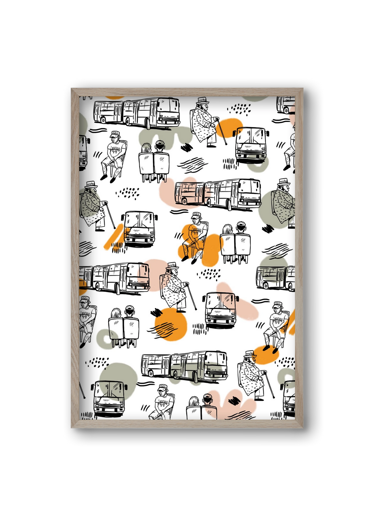 Busz pattern, 20x30 cm (20x30 cm), Tölgy keret