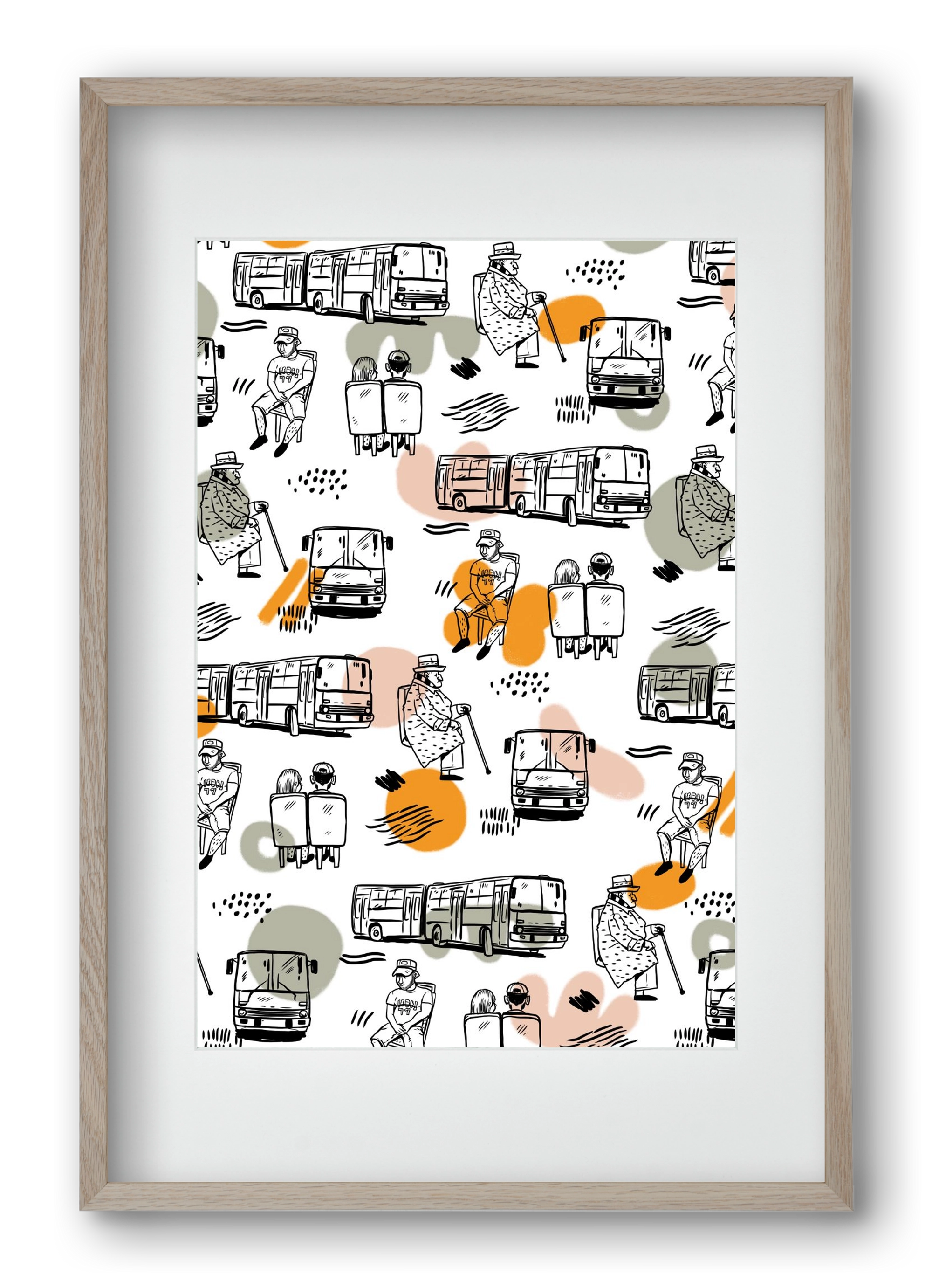 Busz pattern, 40x60 cm (30x45 cm), Tölgy keret, paszpartuval