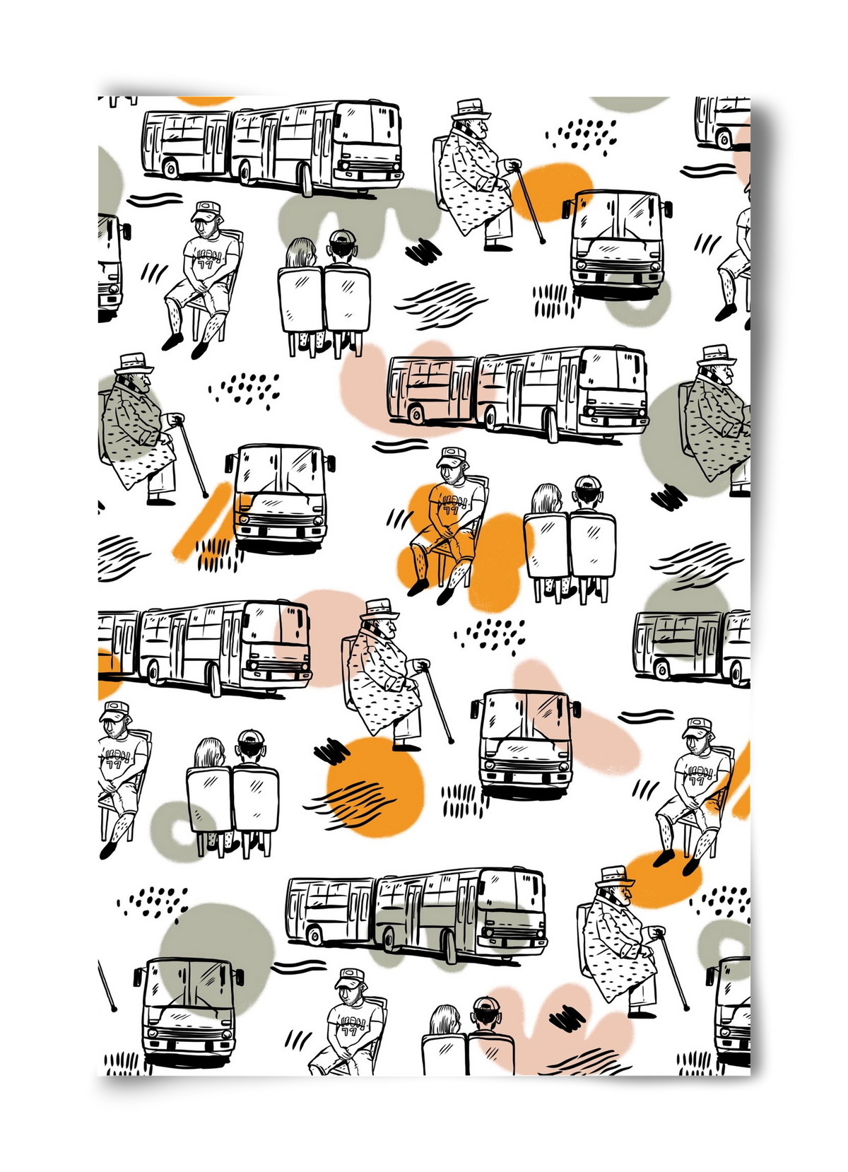 Busz pattern, 40x60 cm, Keret nélkül