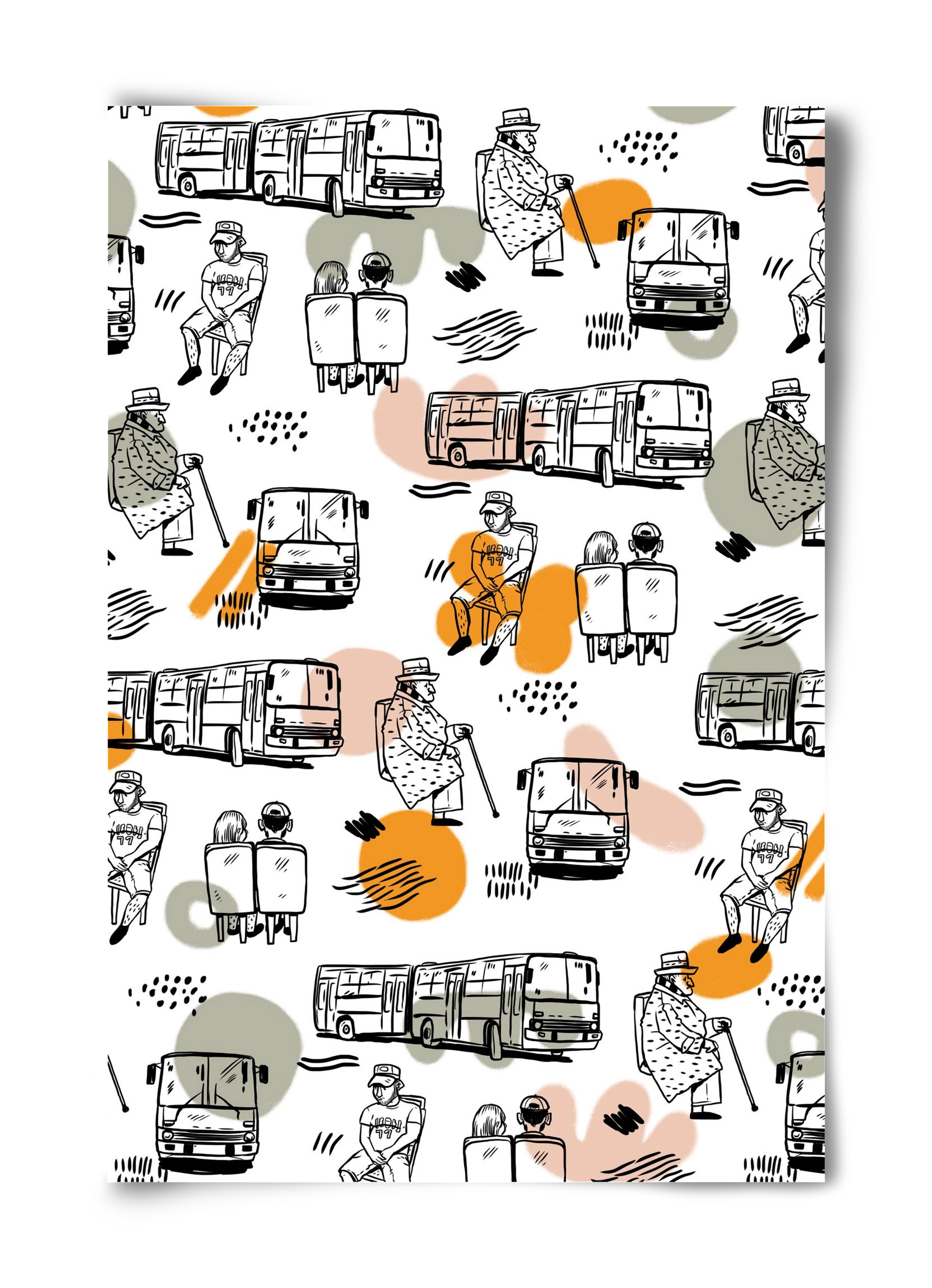 Busz pattern, 40x60 cm, Keret nélkül