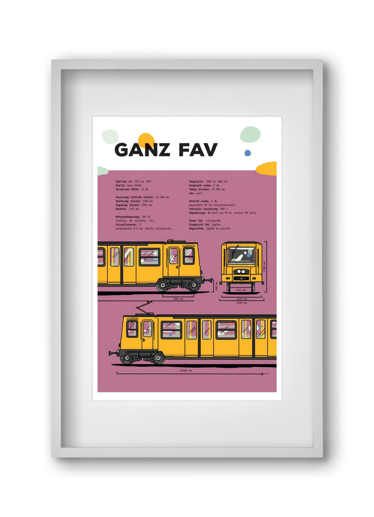 Kisföldalatti (Ganz FAV) jellegrajz, 30x45 cm (20x30 cm), Fehér keret, paszpartuval