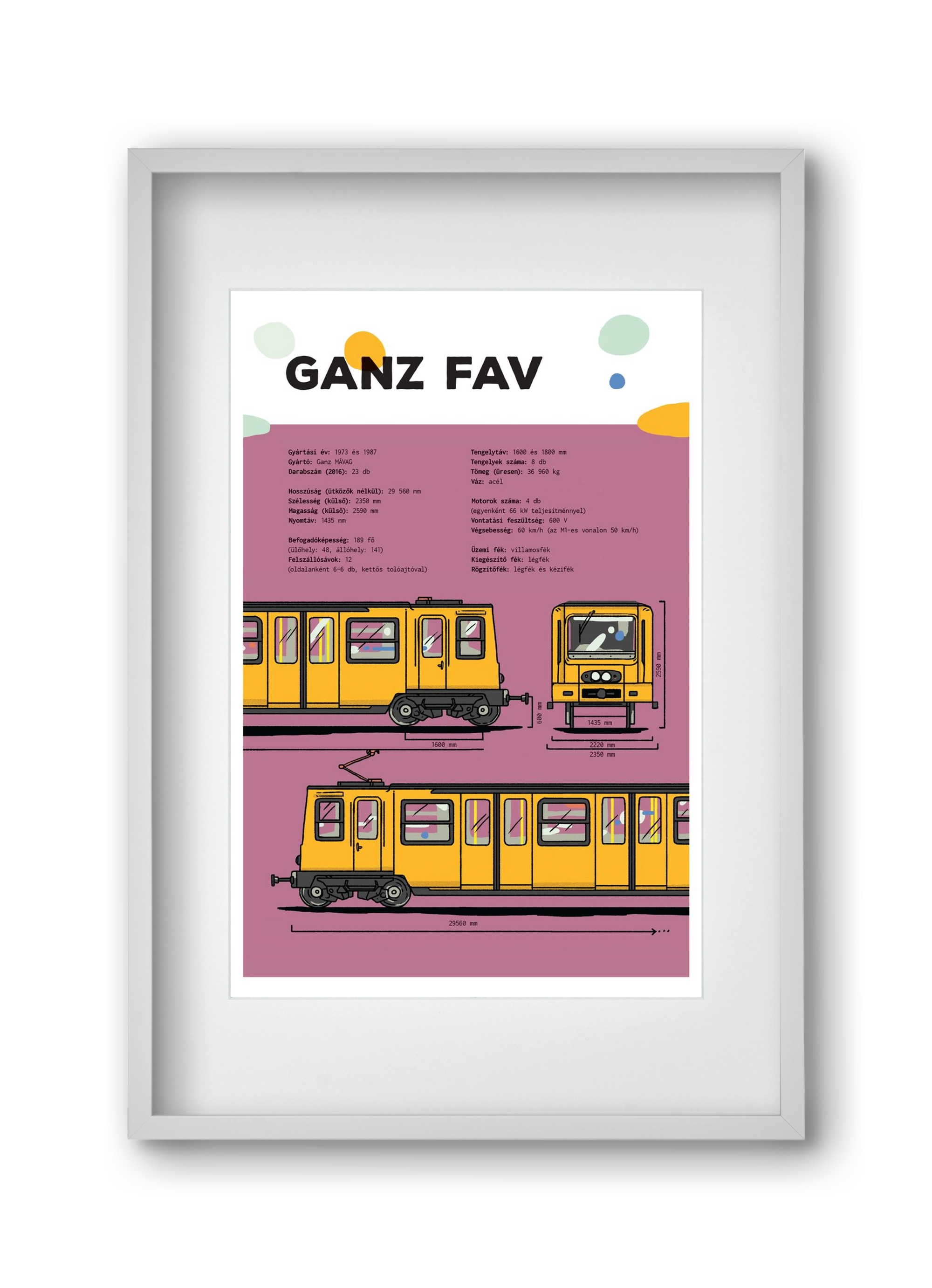 Kisföldalatti (Ganz FAV) jellegrajz, 30x45 cm (20x30 cm), Fehér keret, paszpartuval