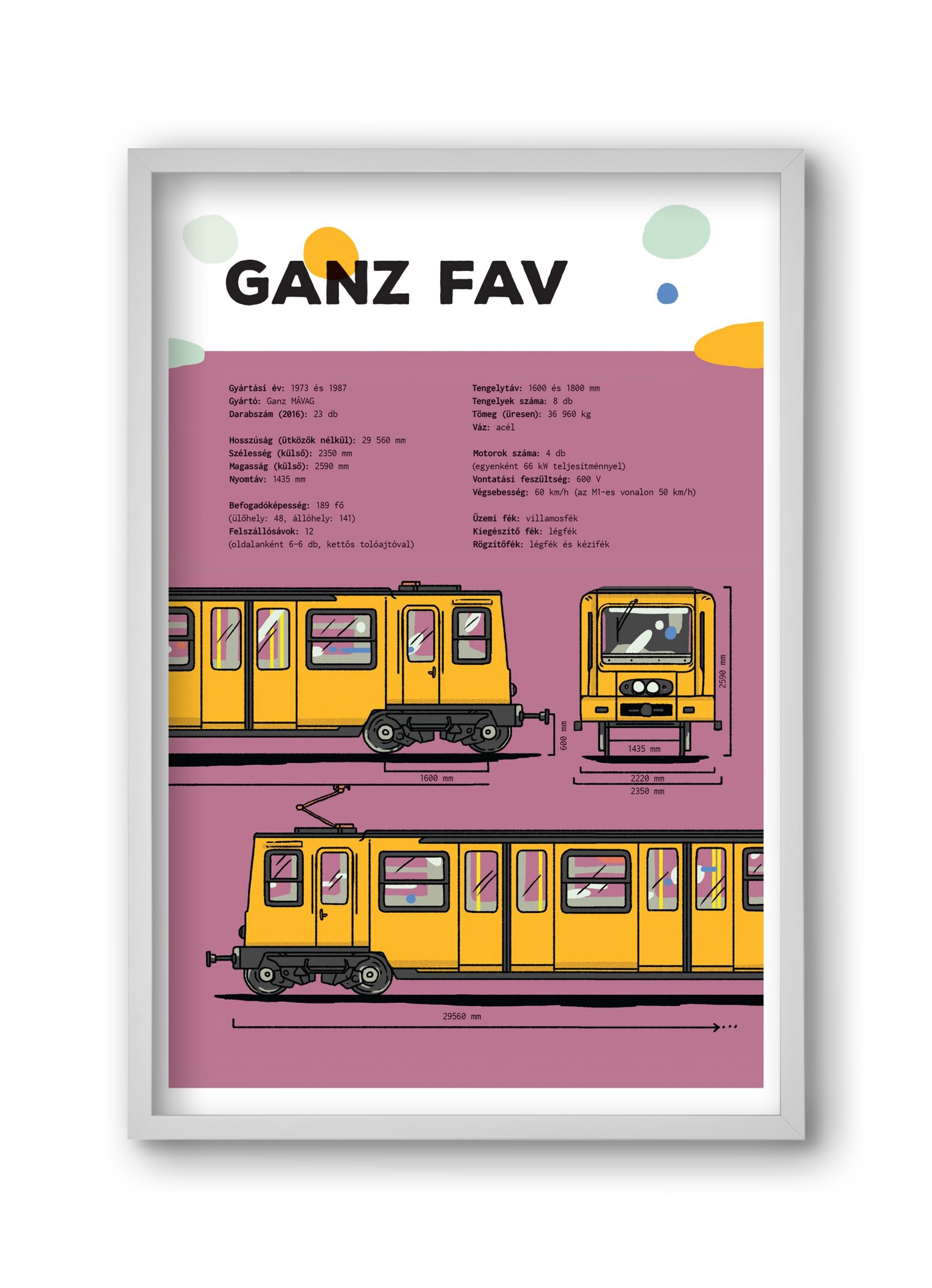 Kisföldalatti (Ganz FAV) jellegrajz, 30x45 cm (30x45 cm), Fehér keret