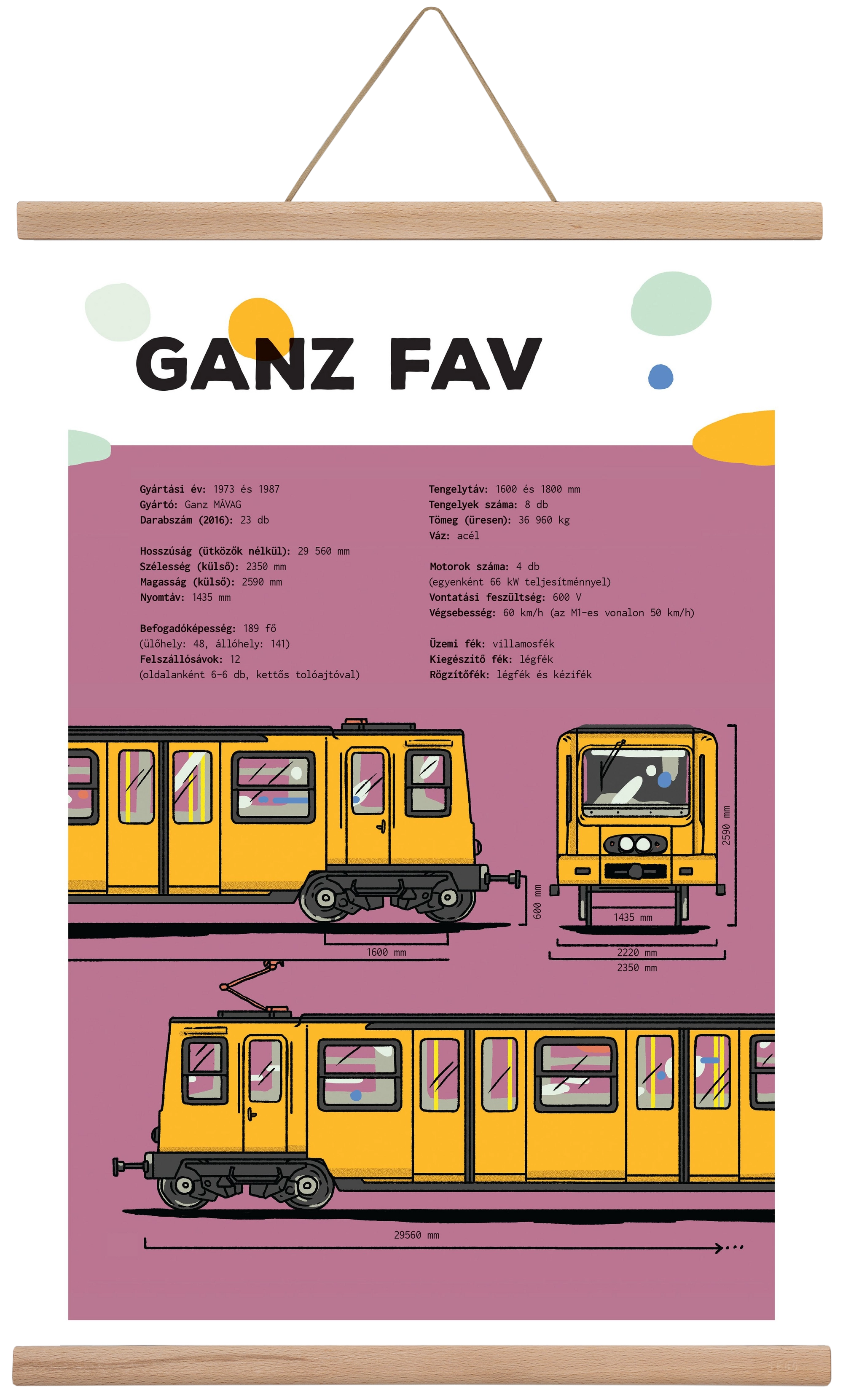 Kisföldalatti (Ganz FAV) jellegrajz, 40x60 cm (40x60 cm), Tölgy akasztó