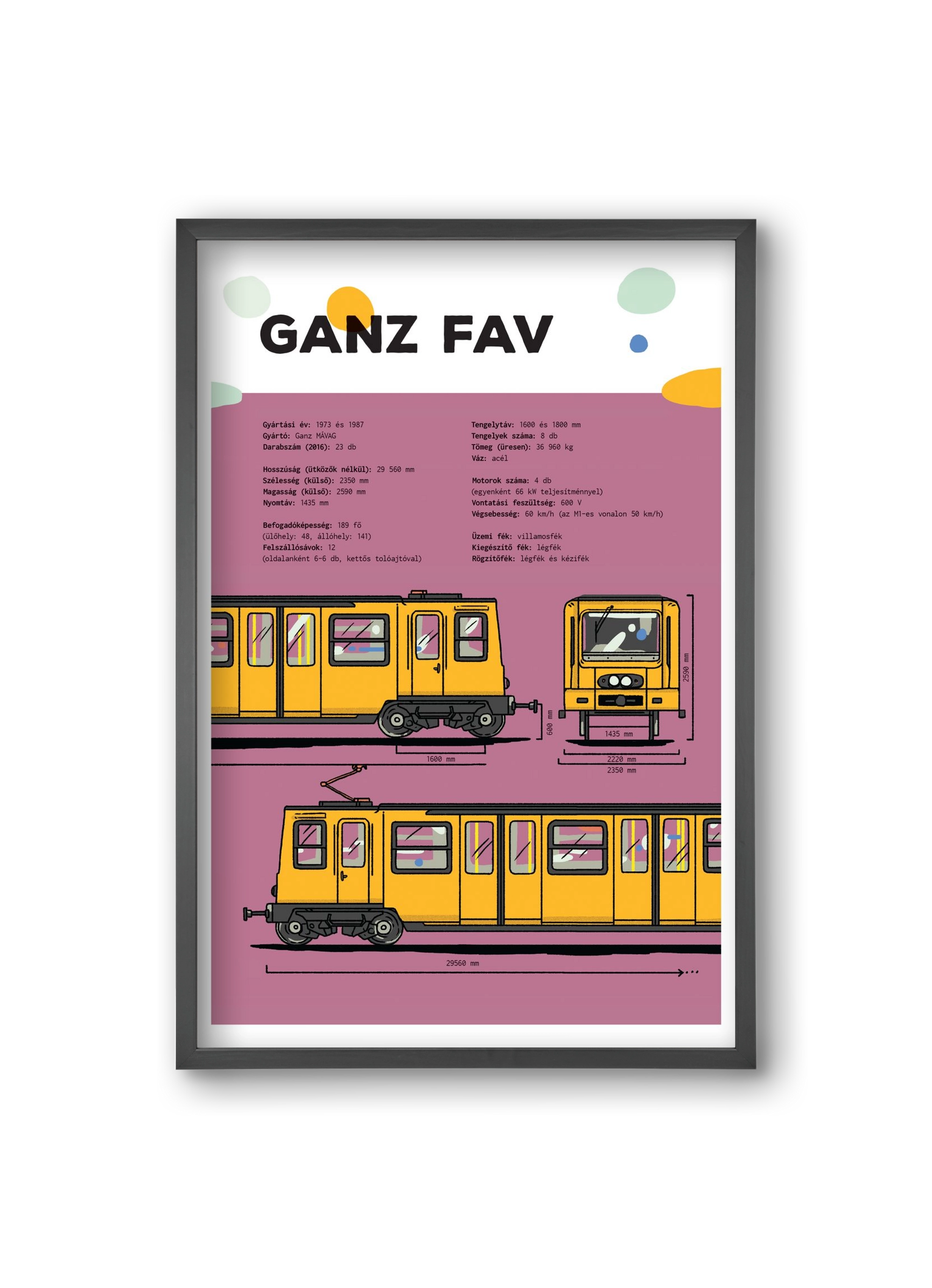 Kisföldalatti (Ganz FAV) jellegrajz, 20x30 cm (20x30 cm), Fekete keret