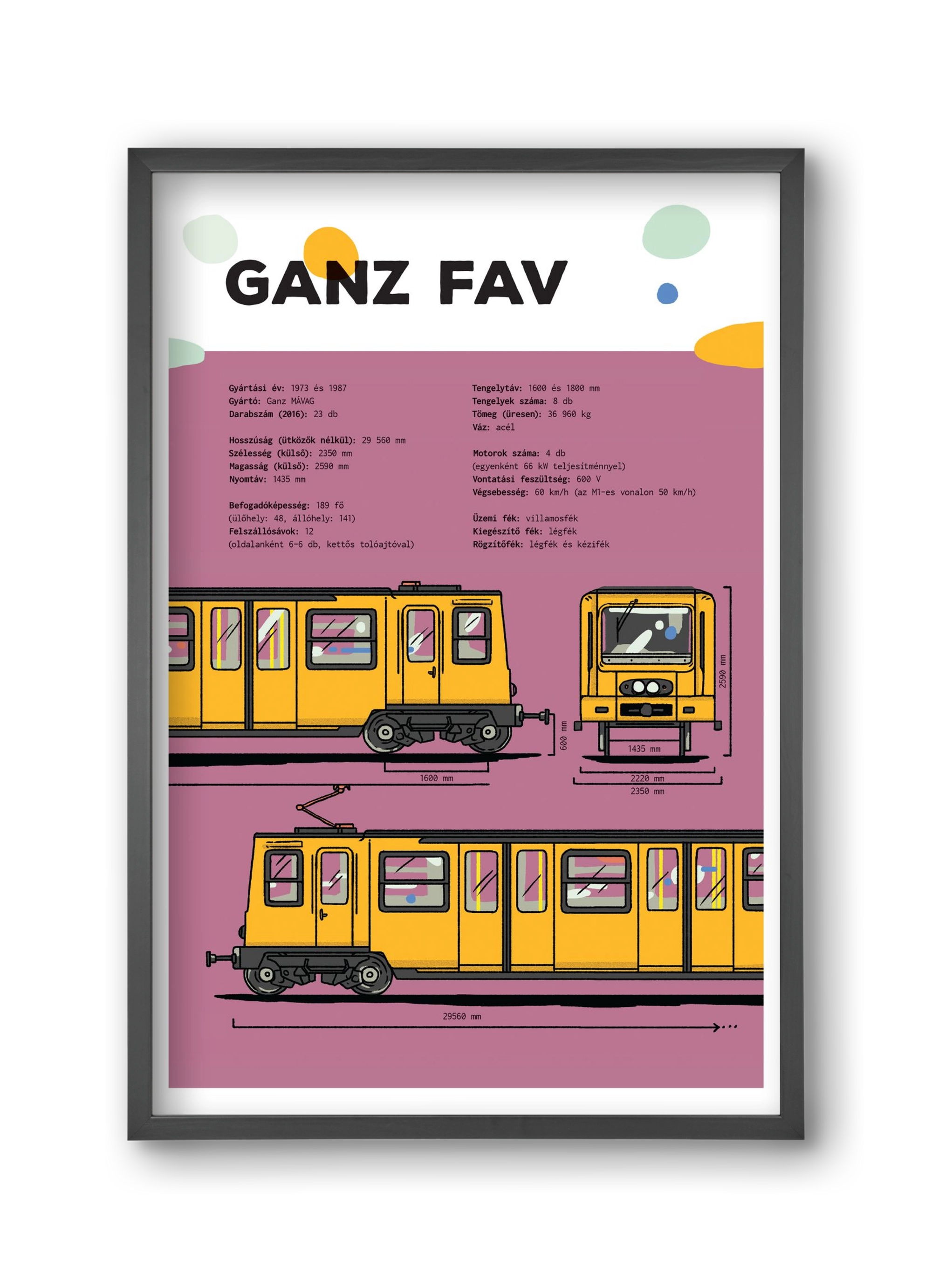 Kisföldalatti (Ganz FAV) jellegrajz, 30x45 cm (30x45 cm), Fekete keret