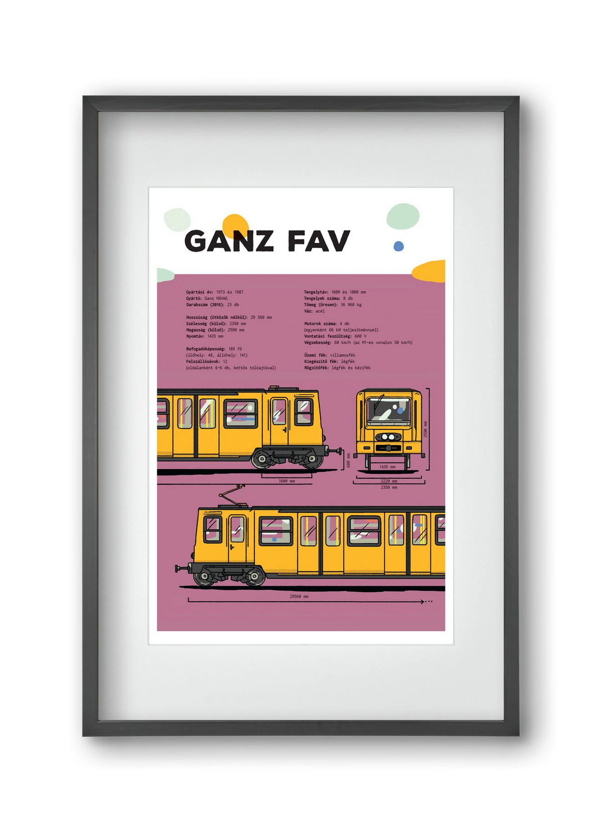 Kisföldalatti (Ganz FAV) jellegrajz, 30x45 cm (20x30 cm), Fekete keret, paszpartuval