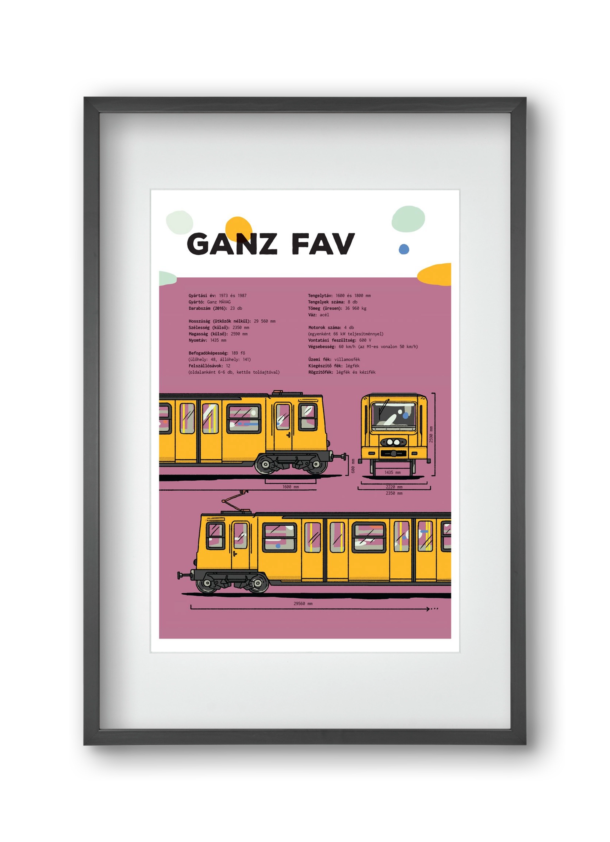 Kisföldalatti (Ganz FAV) jellegrajz, 30x45 cm (20x30 cm), Fekete keret, paszpartuval