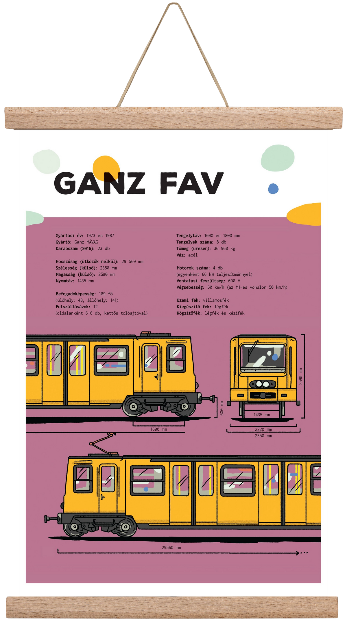 Kisföldalatti (Ganz FAV) jellegrajz, 30x45 cm (30x45 cm), Tölgy akasztó