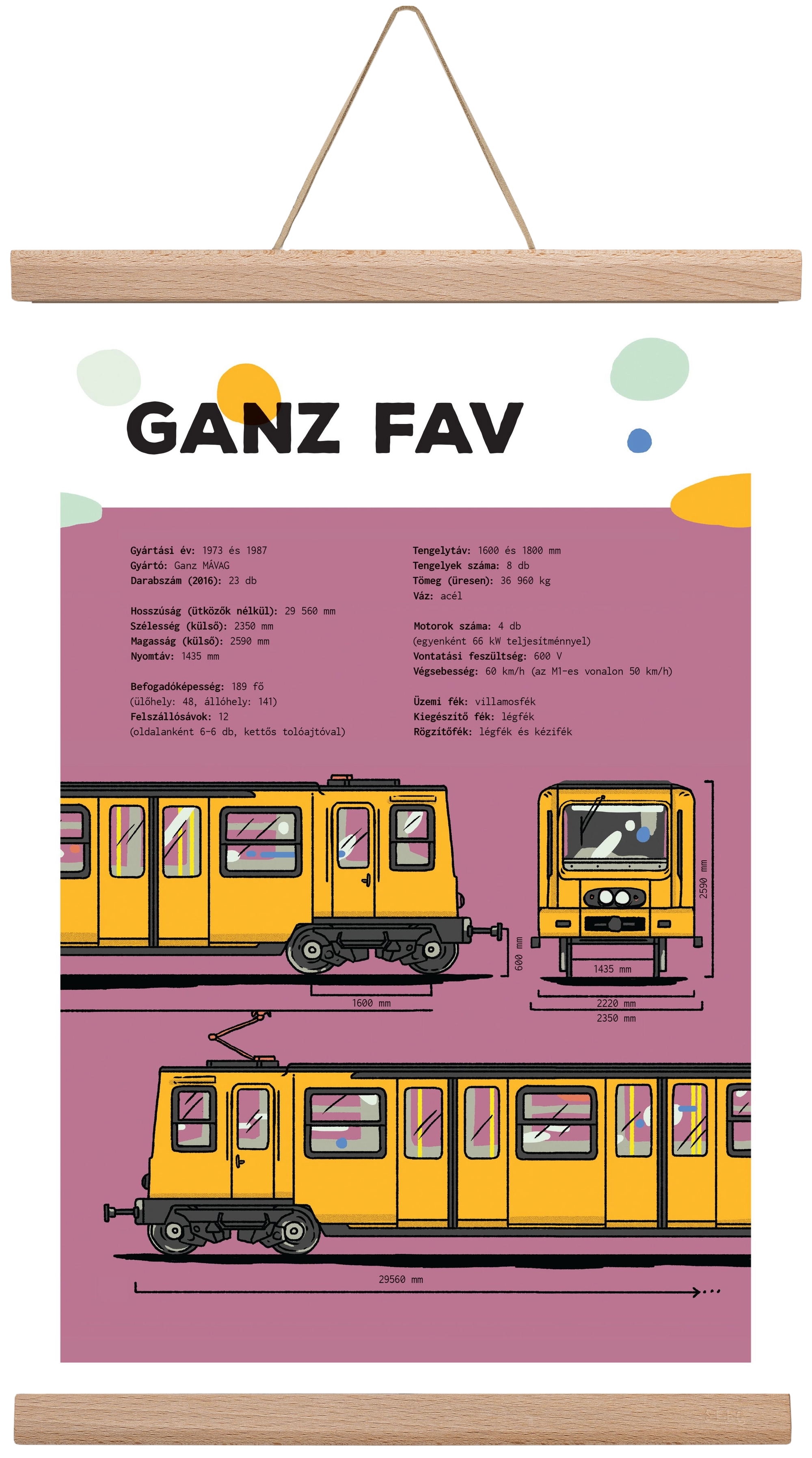 Kisföldalatti (Ganz FAV) jellegrajz, 30x45 cm (30x45 cm), Tölgy akasztó