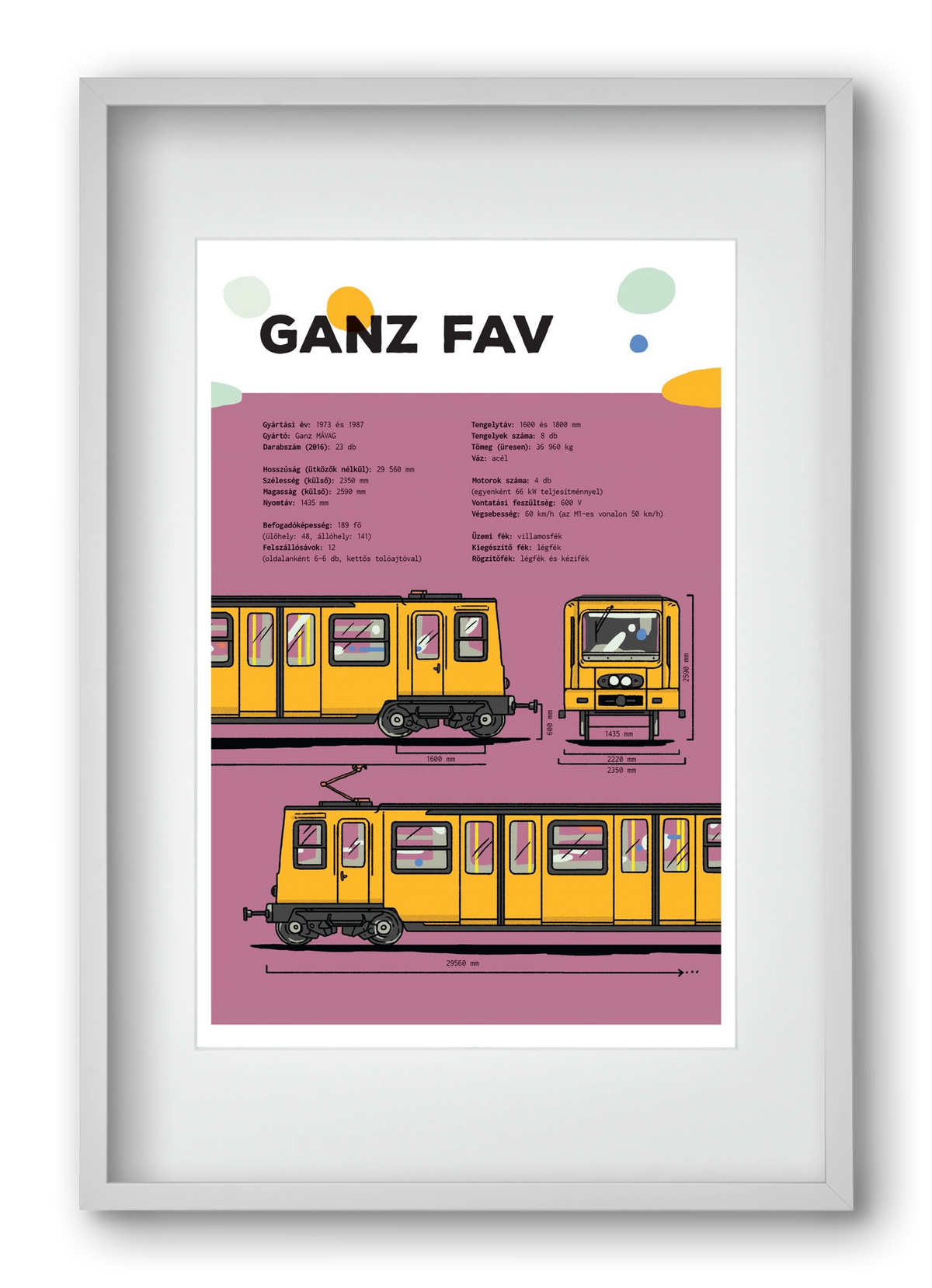 Kisföldalatti (Ganz FAV) jellegrajz, 40x60 cm (30x45 cm), Fehér keret, paszpartuval