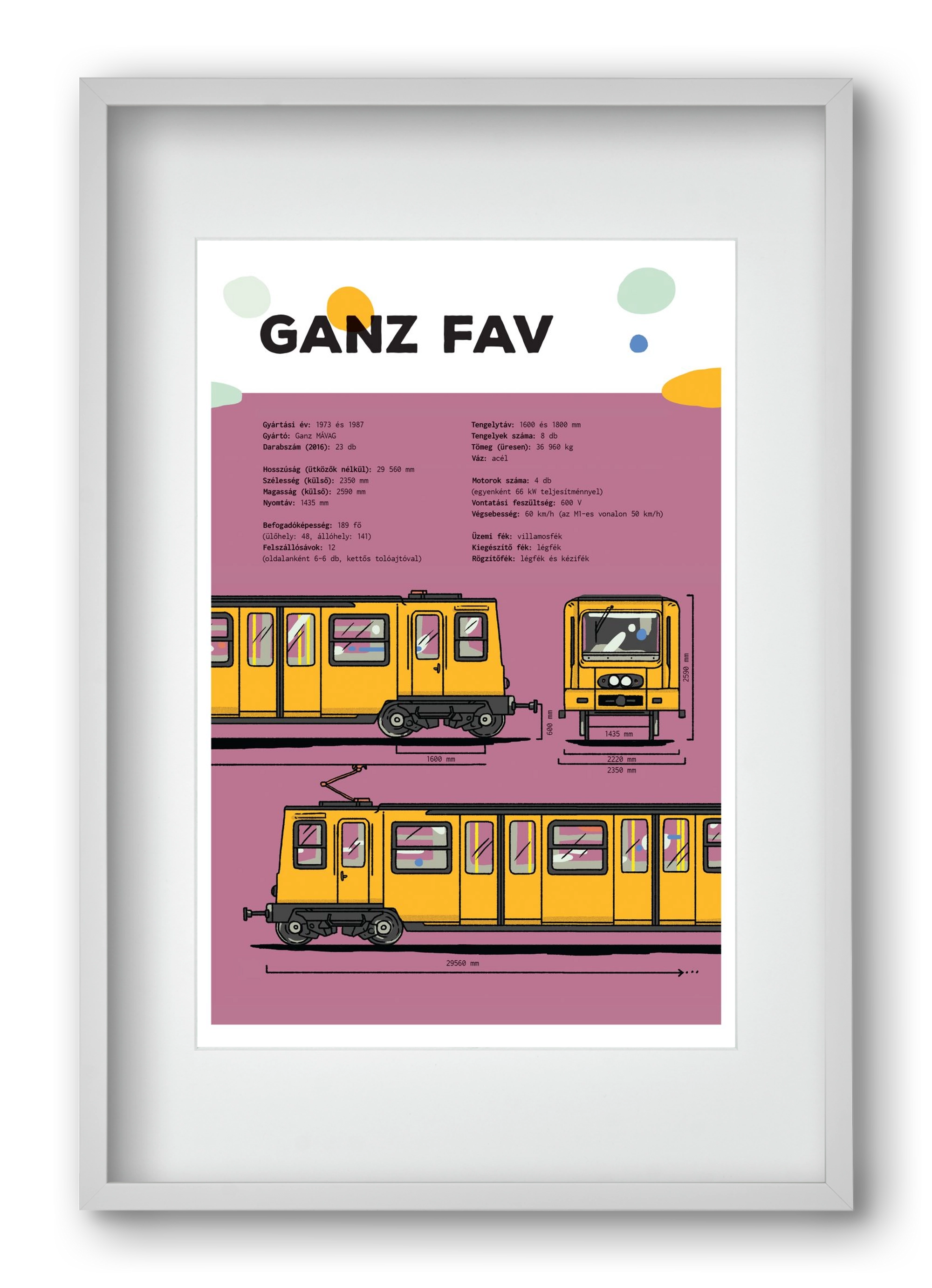Kisföldalatti (Ganz FAV) jellegrajz, 40x60 cm (30x45 cm), Fehér keret, paszpartuval
