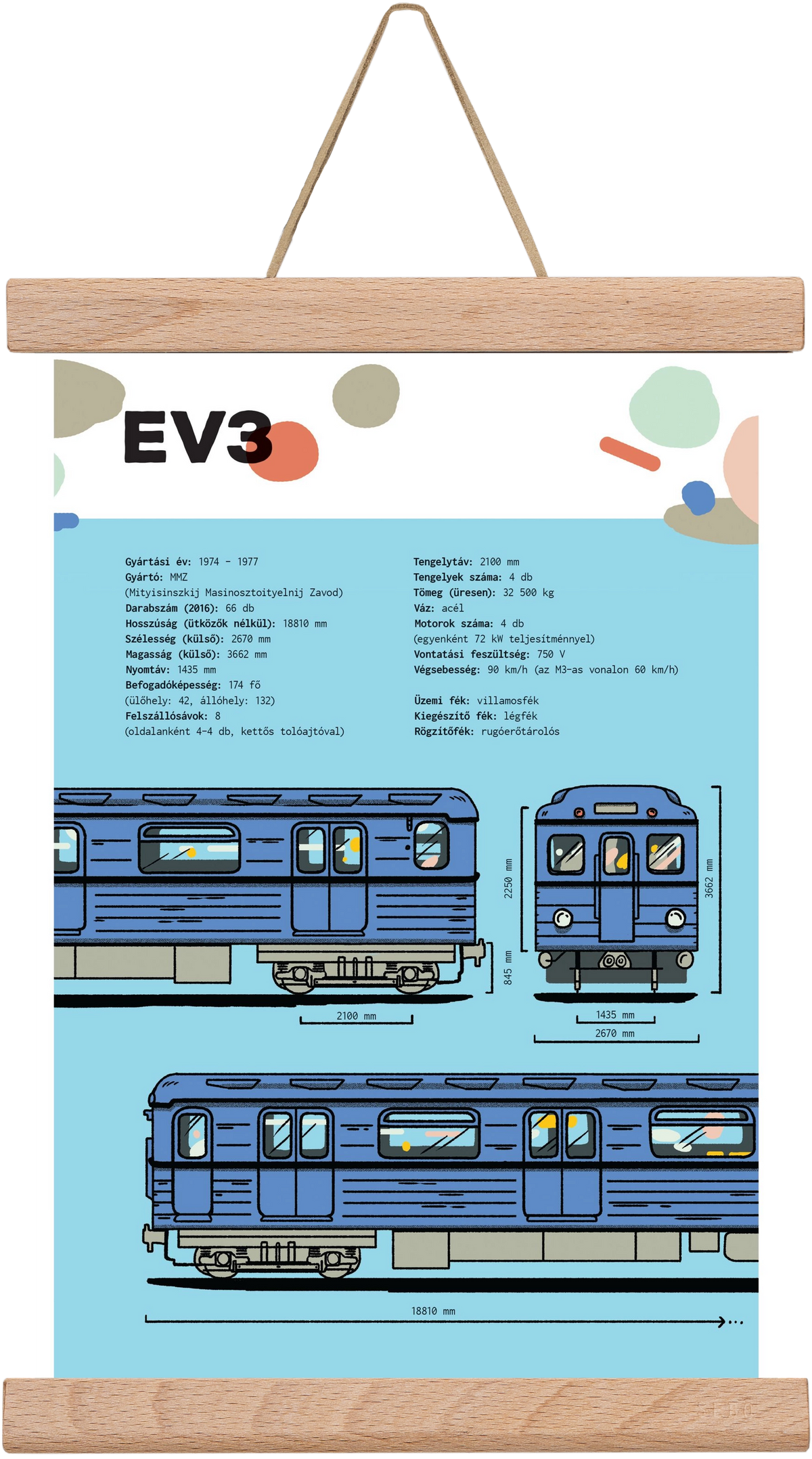EV3 metro jellegrajz, 20x30 cm (20x30 cm), Tölgy akasztó