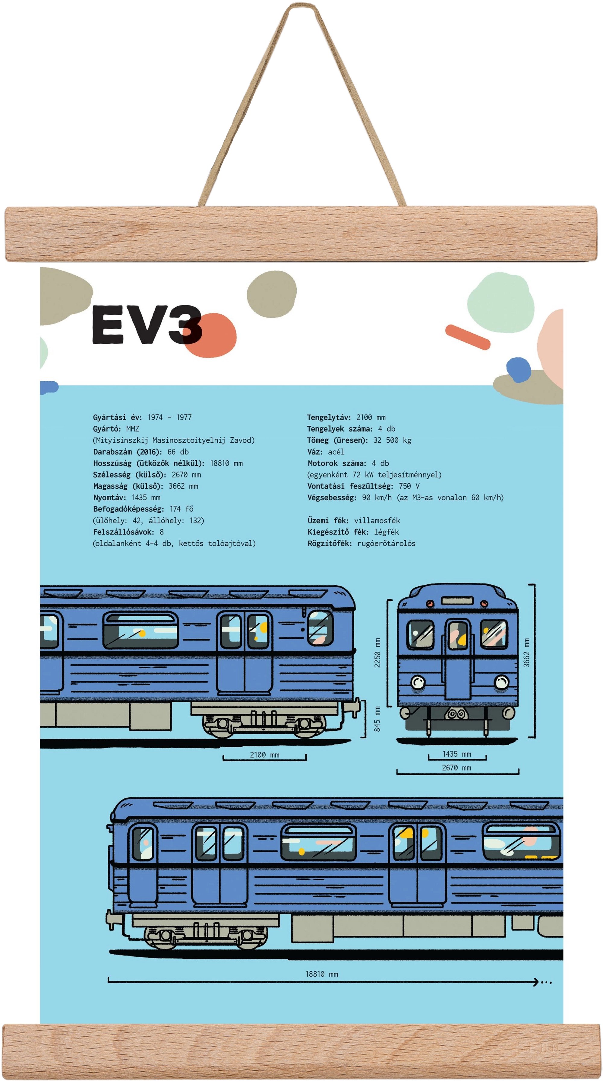 EV3 metro jellegrajz, 20x30 cm (20x30 cm), Tölgy akasztó