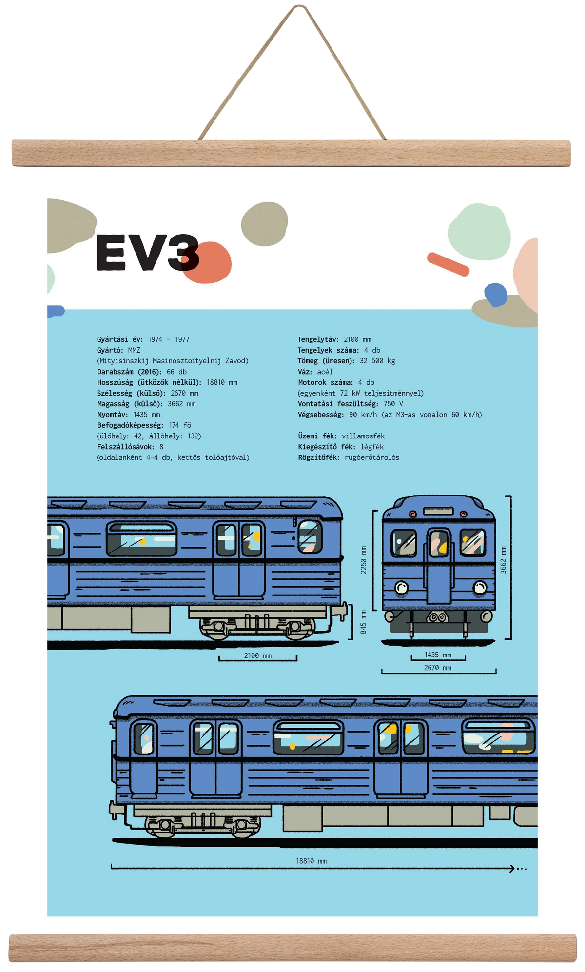 EV3 metro jellegrajz, 40x60 cm (40x60 cm), Tölgy akasztó