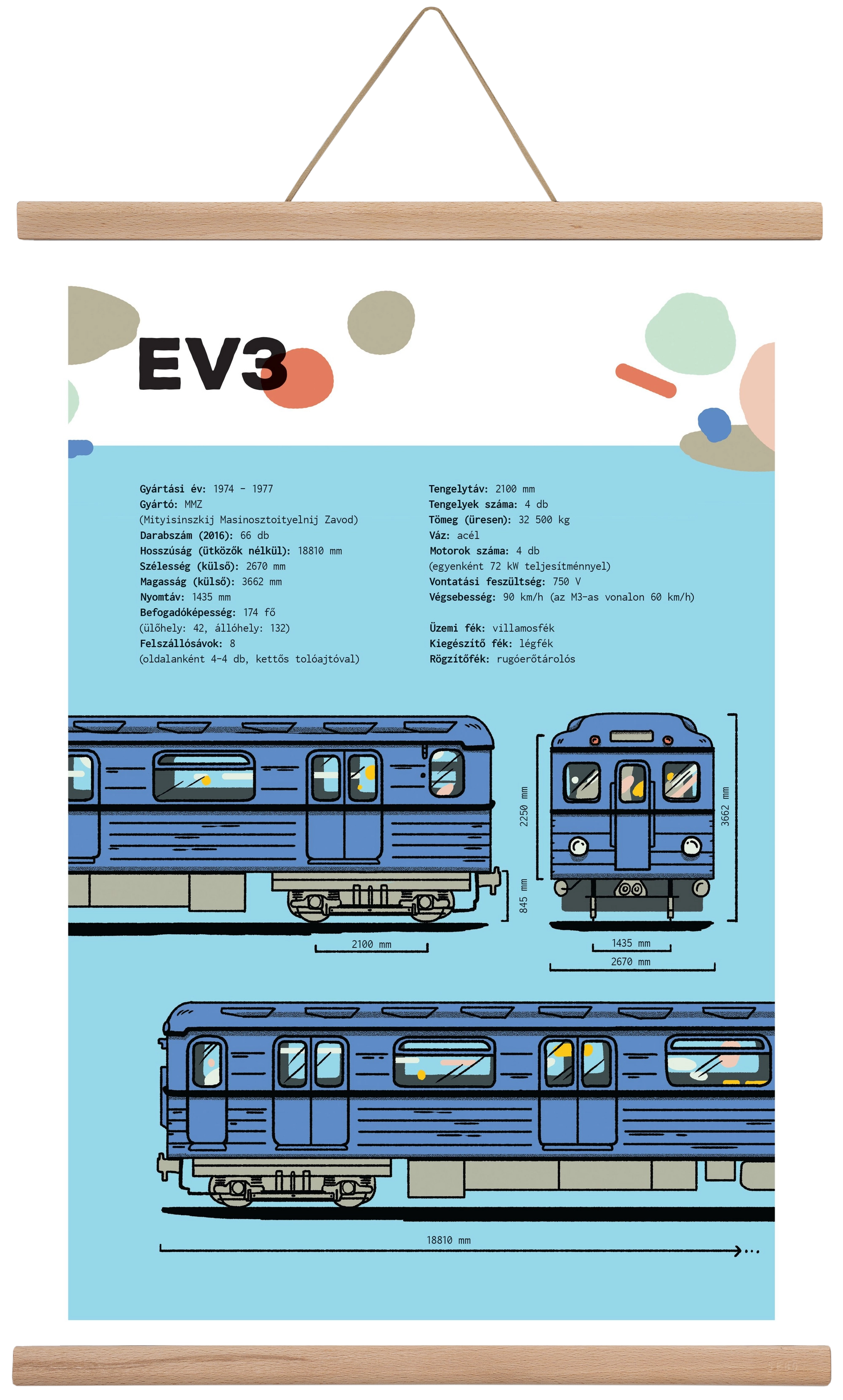 EV3 metro jellegrajz, 40x60 cm (40x60 cm), Tölgy akasztó