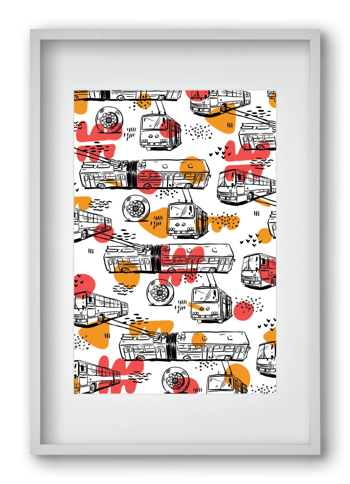 Troli pattern, 40x60 cm (30x45 cm), Fehér keret, paszpartuval