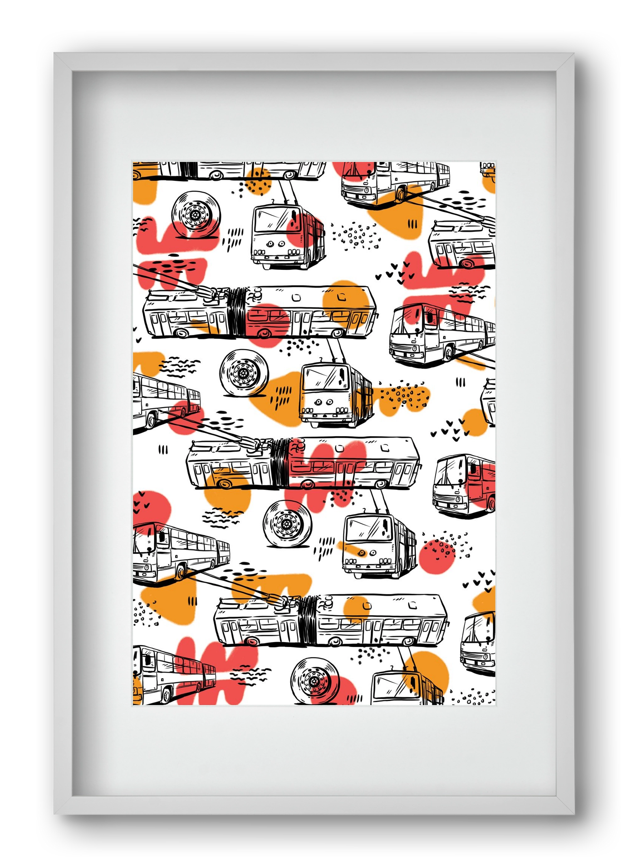 Troli pattern, 40x60 cm (30x45 cm), Fehér keret, paszpartuval