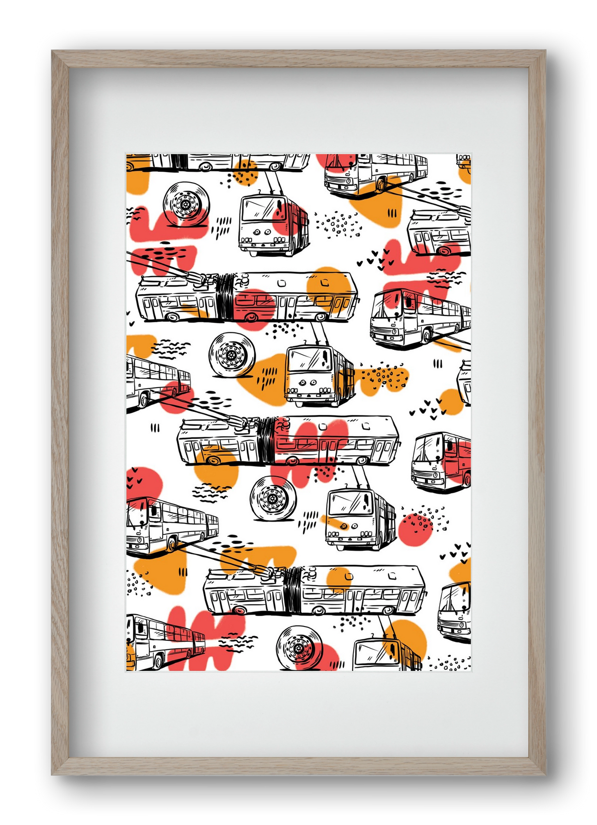 Troli pattern, 40x60 cm (30x45 cm), Tölgy keret, paszpartuval