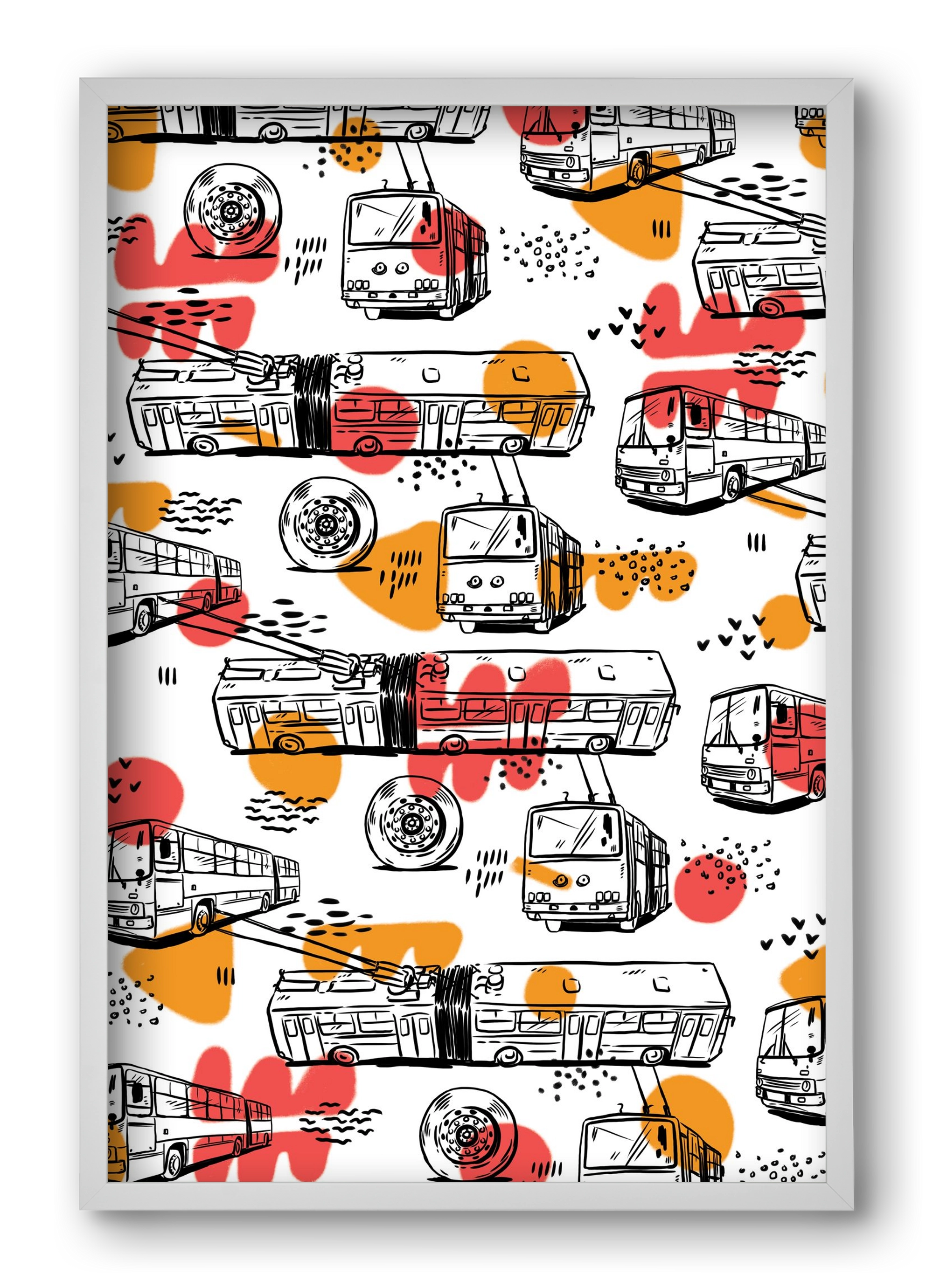 Troli pattern, 40x60 cm (40x60 cm), Fehér keret