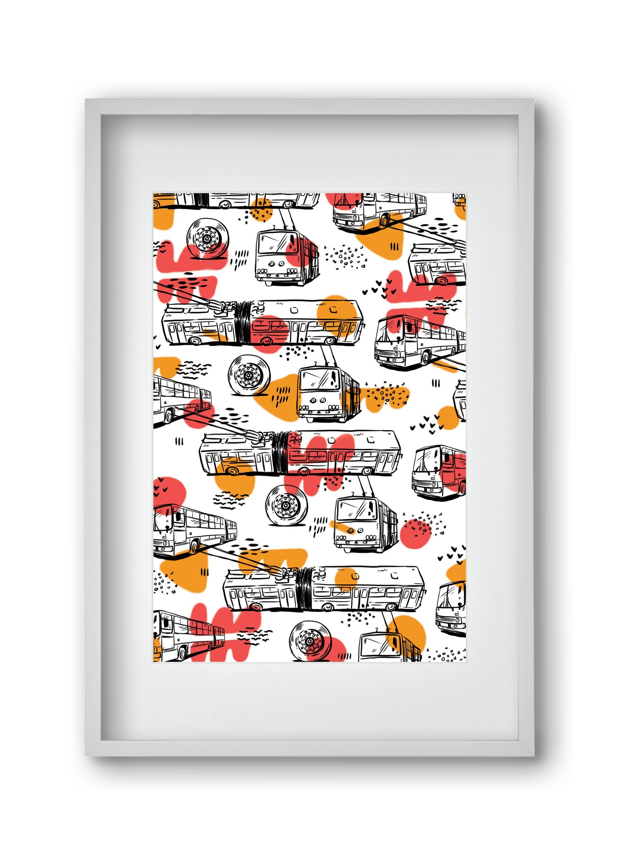 Troli pattern, 30x45 cm (20x30 cm), Fehér keret, paszpartuval