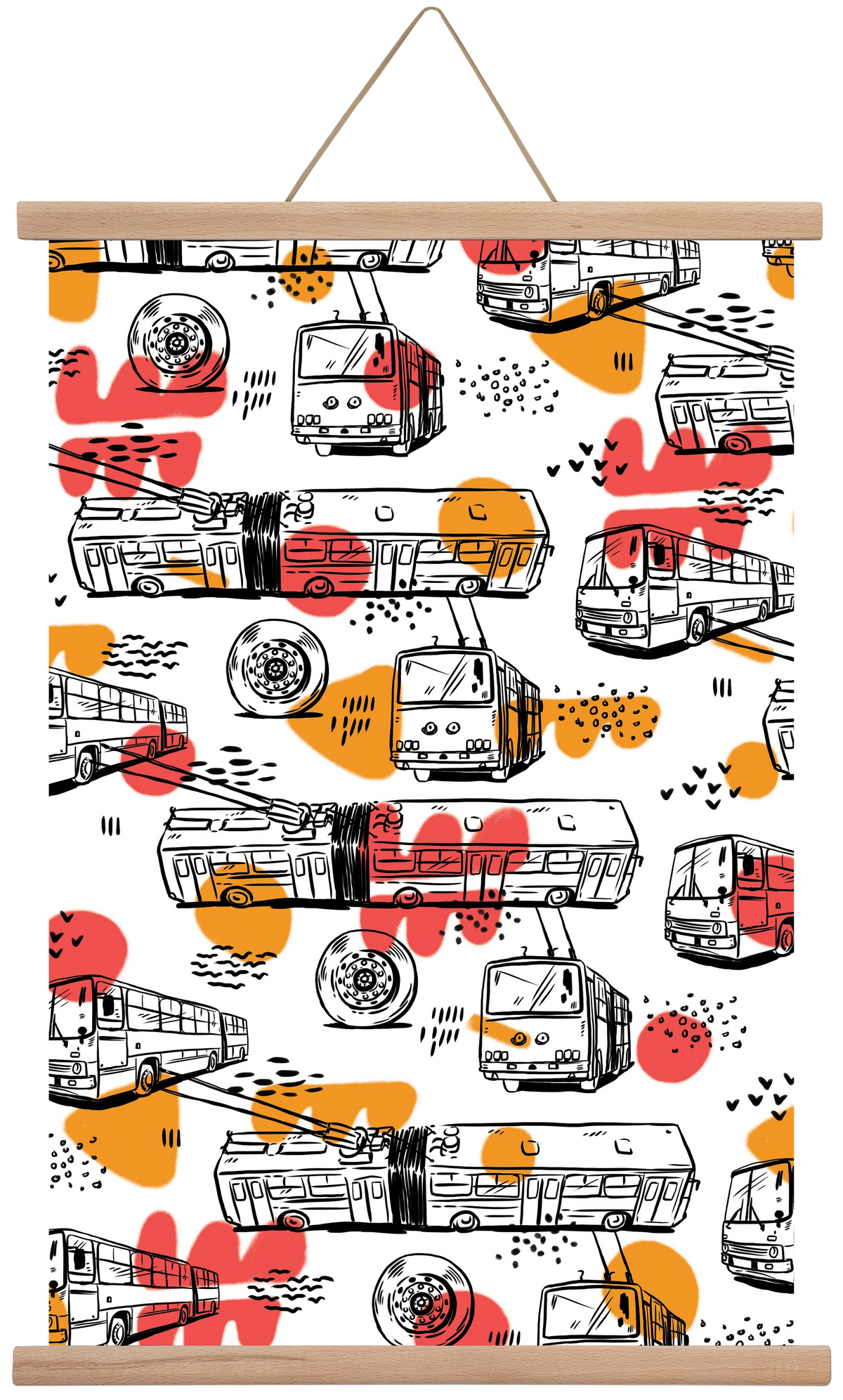 Troli pattern, 40x60 cm (40x60 cm), Tölgy akasztó